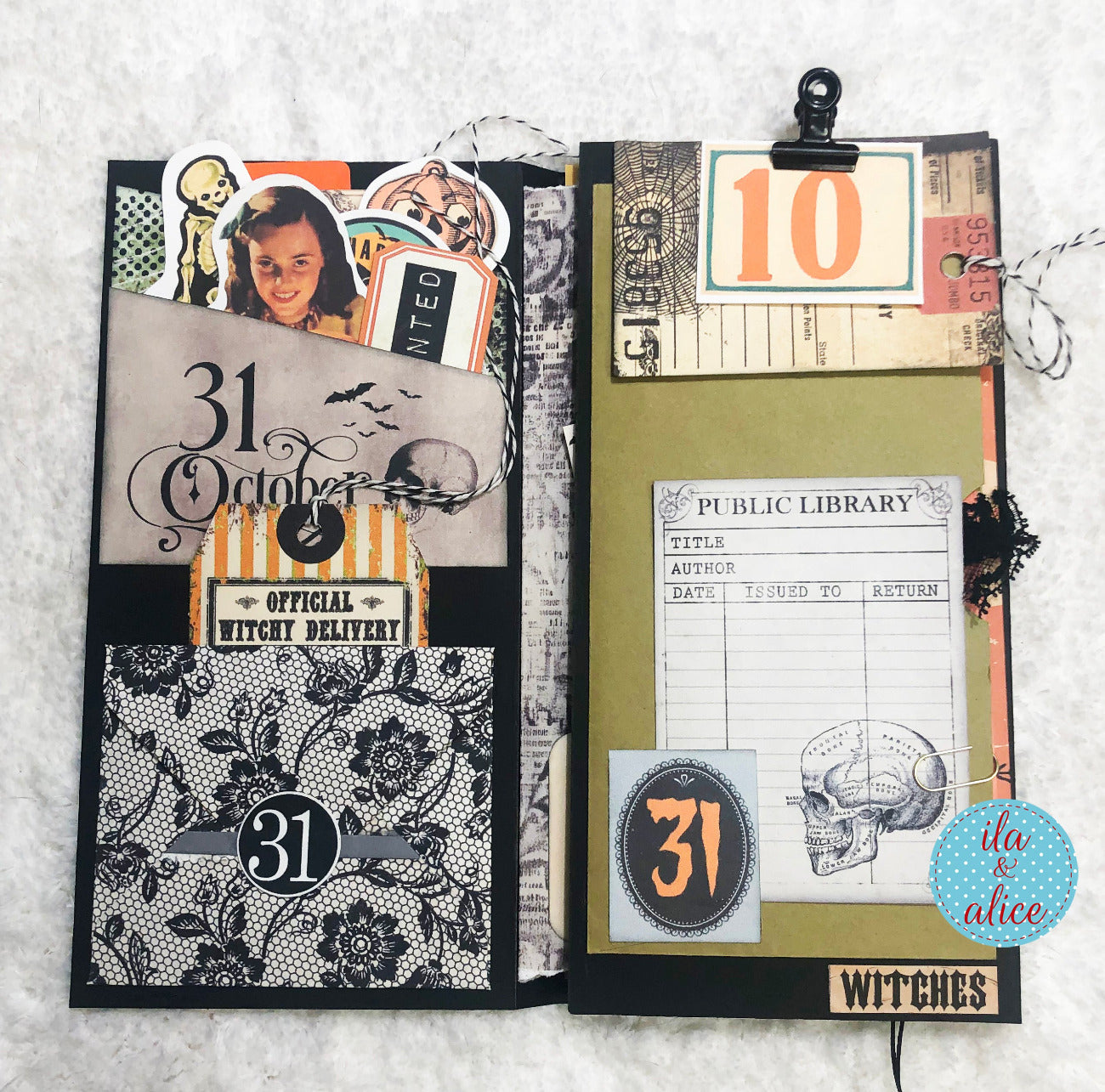 Adorable folio d'Halloween avec un petit fantôme et une maison hantée