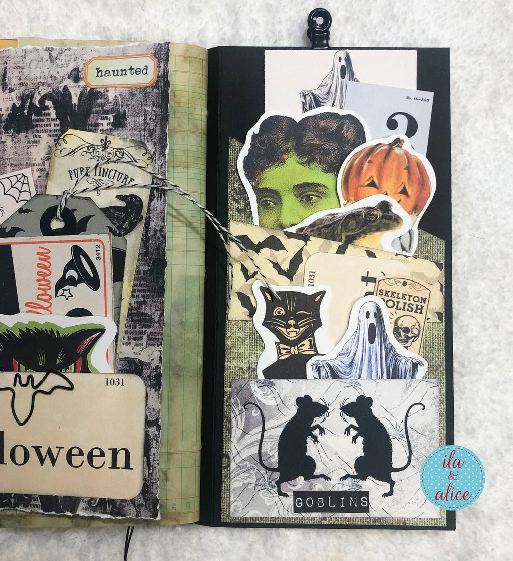 Cute Halloween Folio with a Tiny Ghost and Haunted House