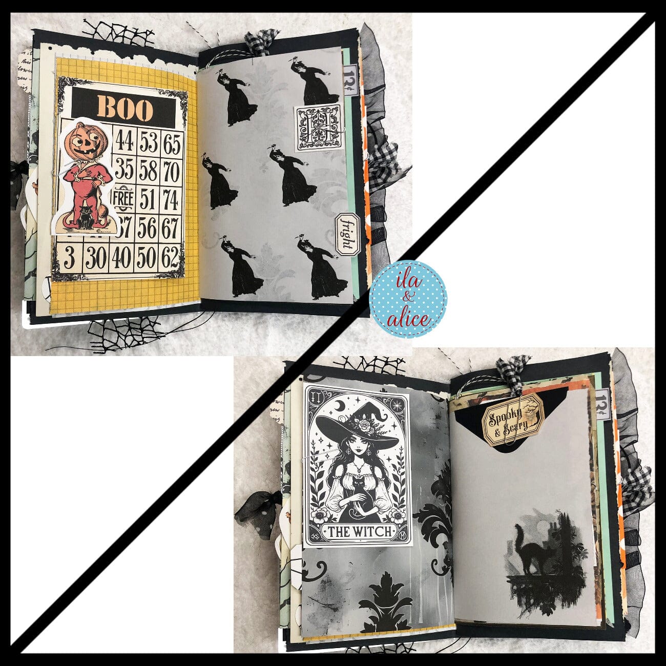 Cute Witch & Black Cat Halloween Junk Journal Filled #3
