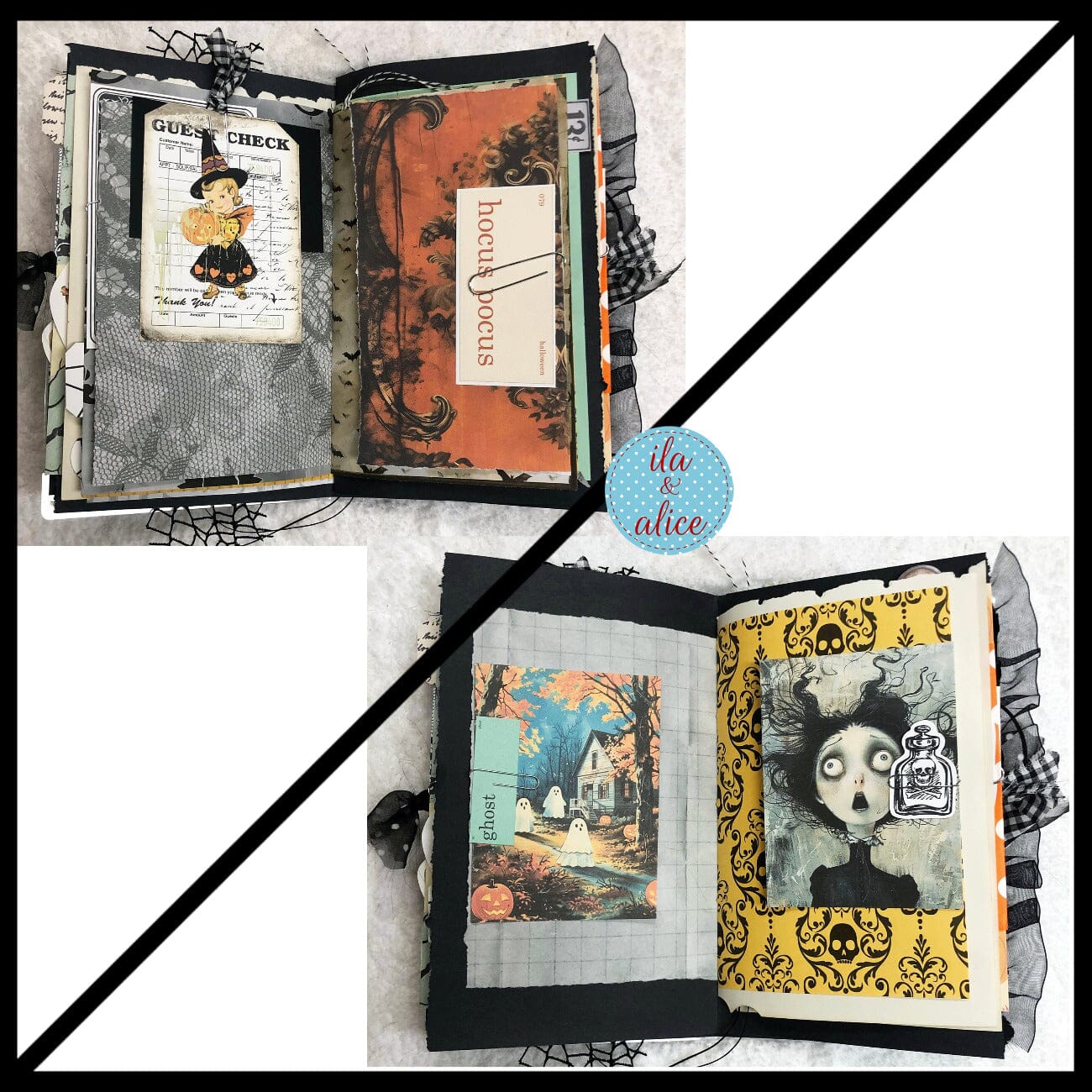 Cute Witch & Black Cat Halloween Junk Journal Filled #3