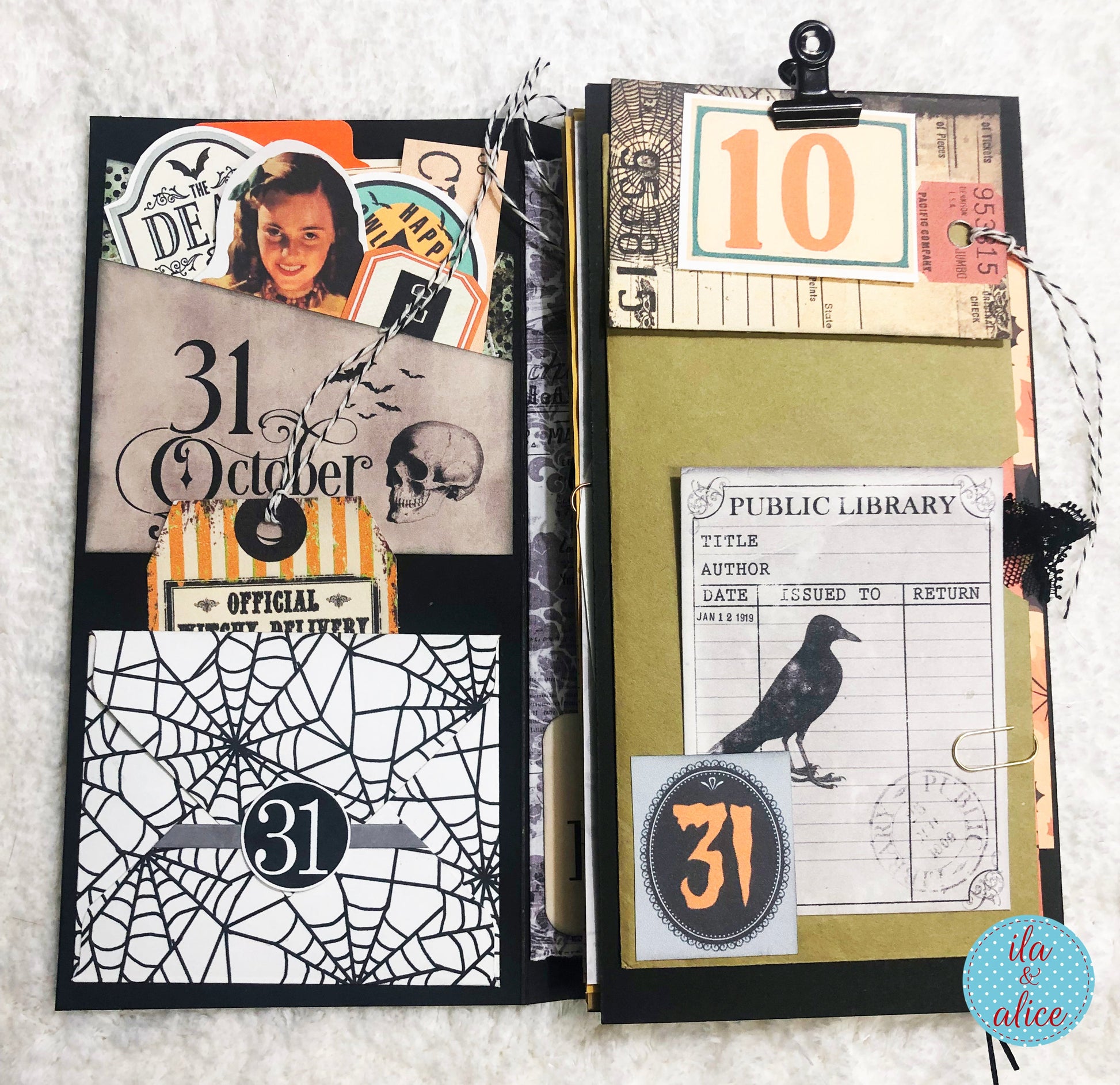 Joli folio d'Halloween avec un chat noir et une lanterne Jack O'Lantern