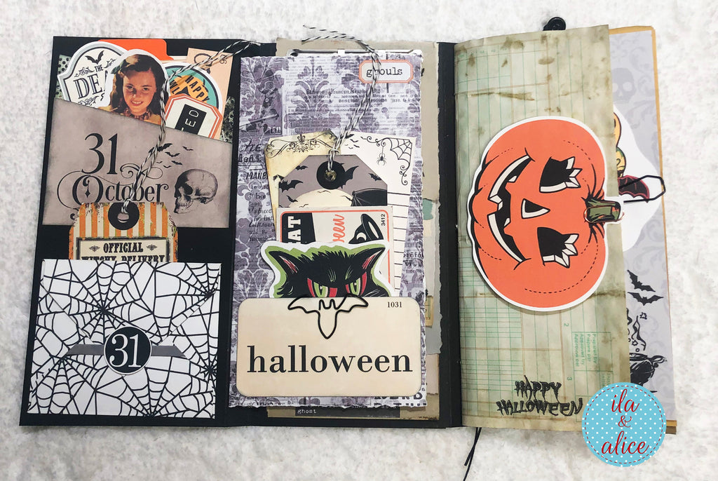 Cute Halloween Folio with a Black Cat and Jack O'Lantern