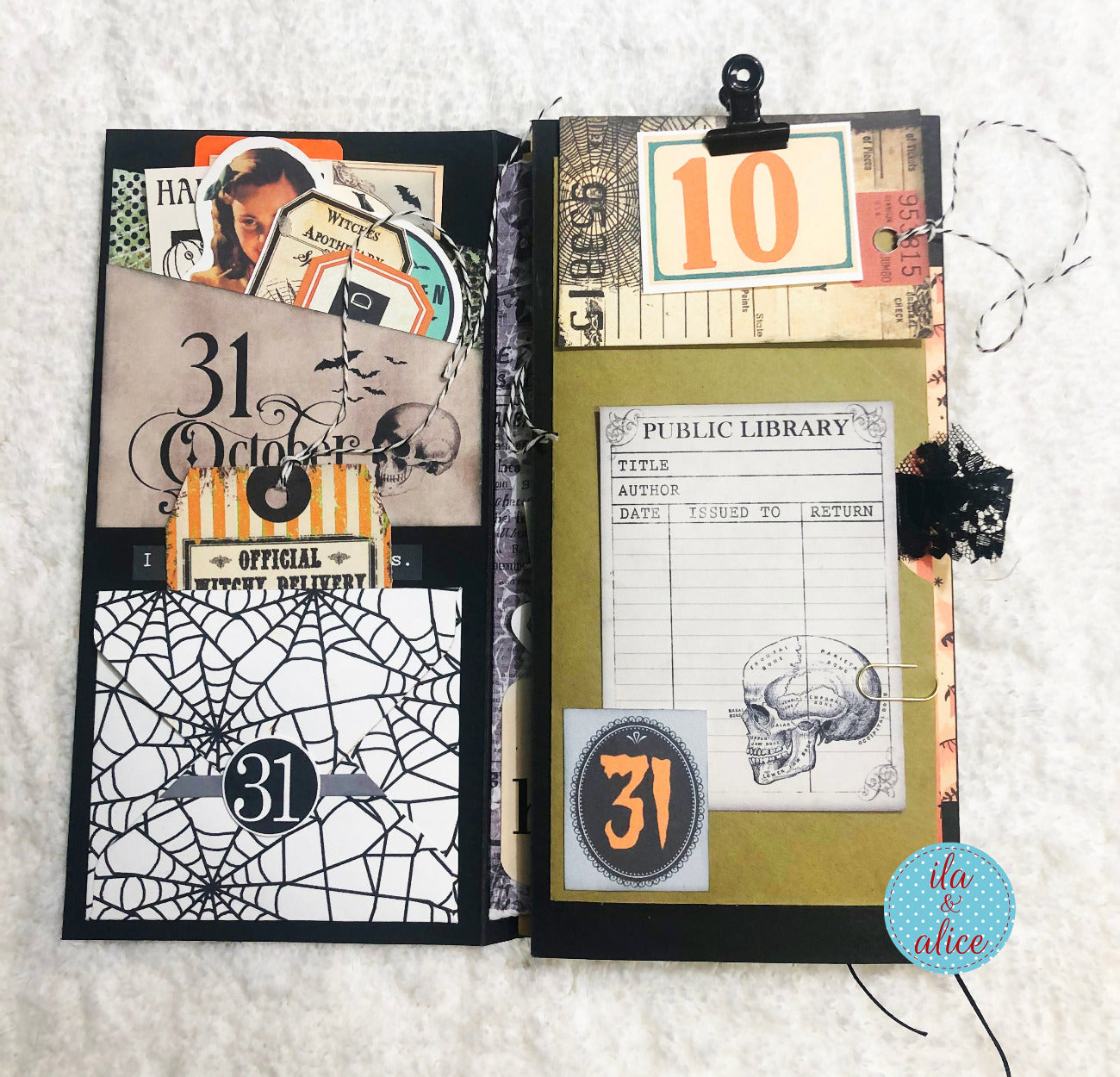 Cute Halloween Folio with Haunted House and Glowing Pumpkins