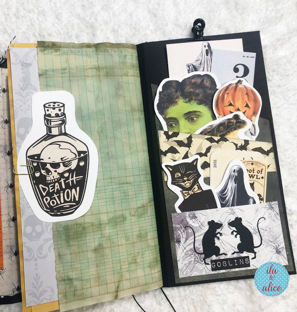 Cute Halloween Folio with Haunted House and Glowing Pumpkins