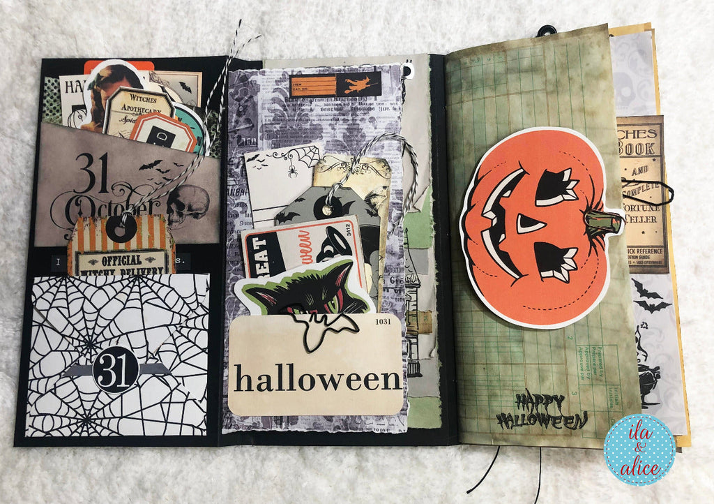 Cute Halloween Folio with Haunted House and Glowing Pumpkins
