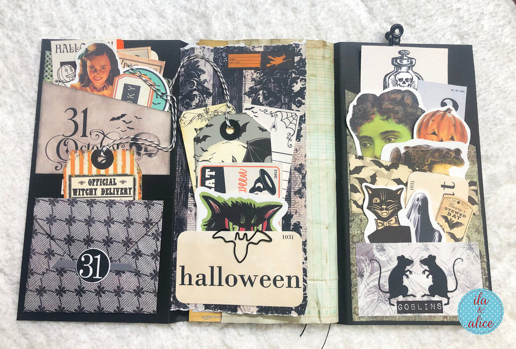 Cute Halloween Folio with Glowing Pumpkins and Haunted House