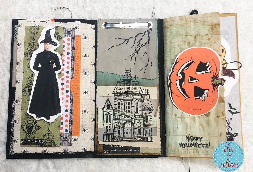Cute Halloween Folio with Glowing Pumpkins and Haunted House