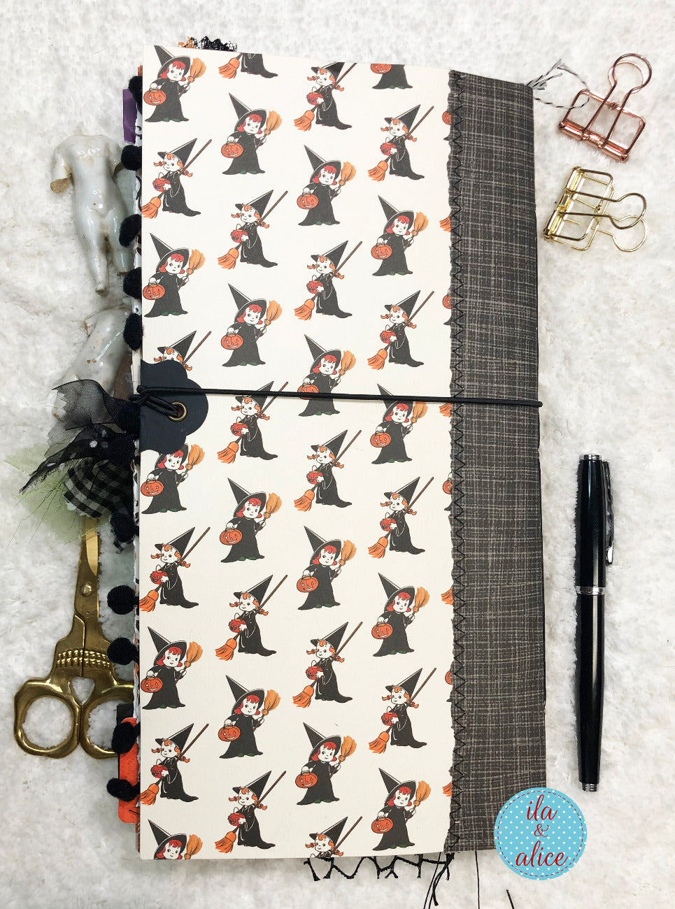 Halloween Soft Cover Junk Journal with Tiny Witches