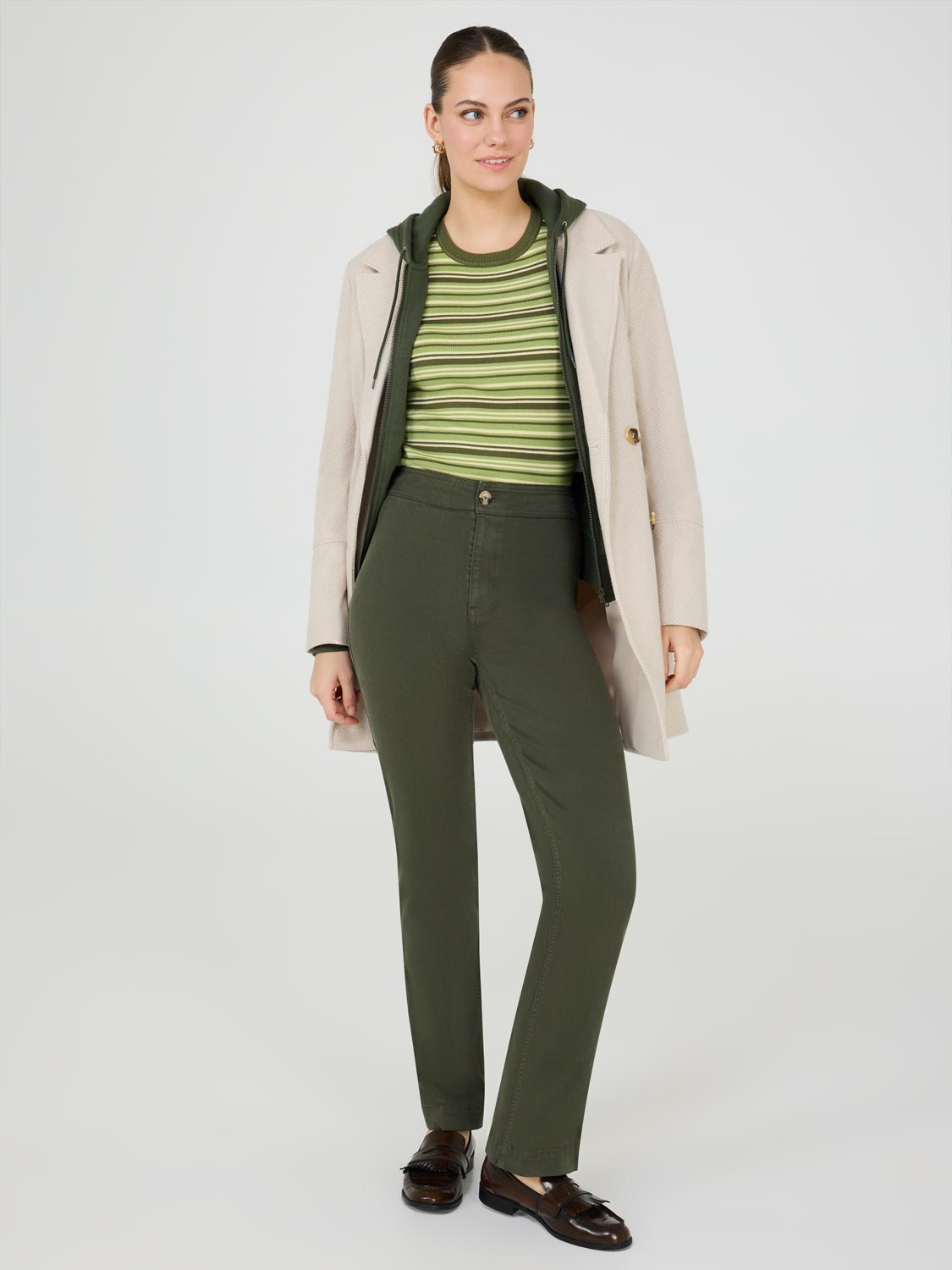Pantalon droit taille mi-haute en Tencel