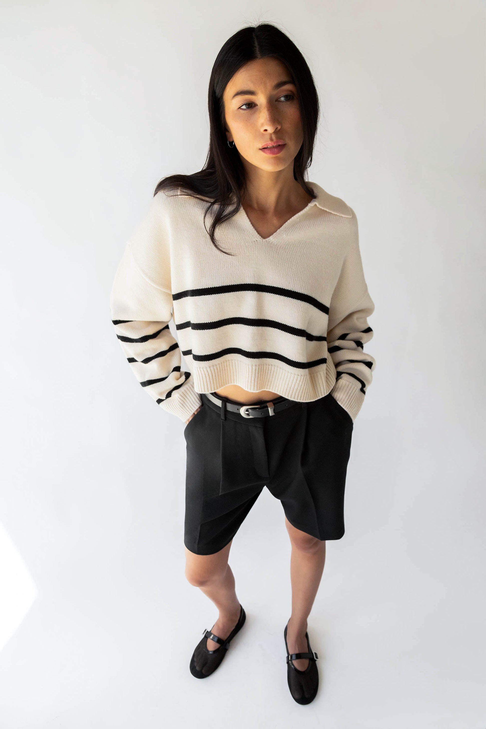 PULL À RAYURES À COL