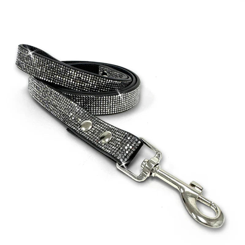 Luxury Hematite Dog Leash – Silver Hardware | Soft Vegan Leather, 42” Length with 360° Clip