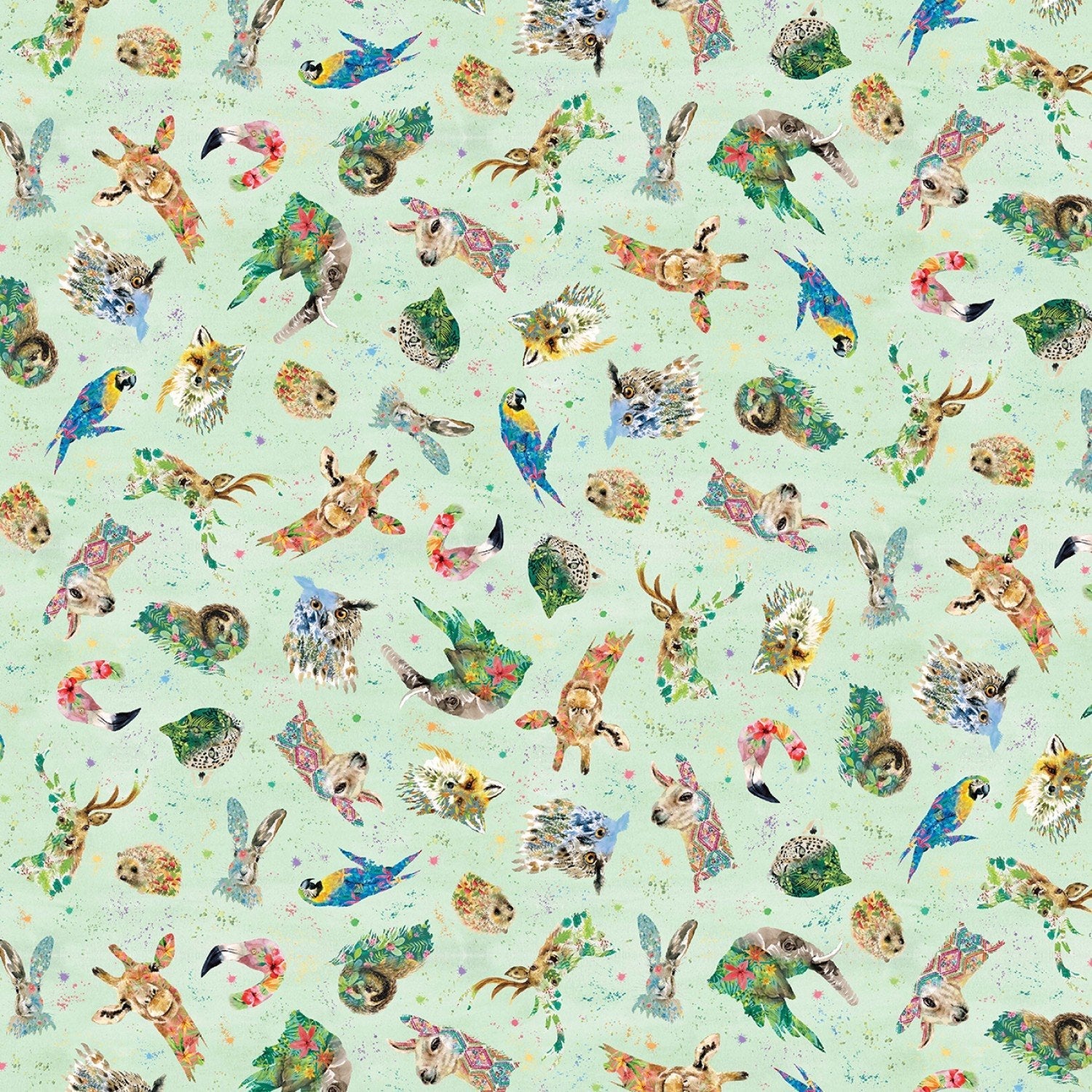 Portrait d'un animal sauvage aux couleurs vertes, par Louise Nisbet