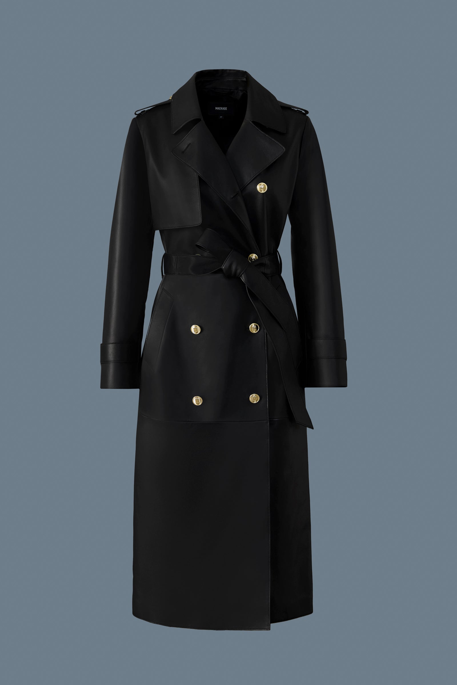 Trench-coat en cuir maxi GAEL-V