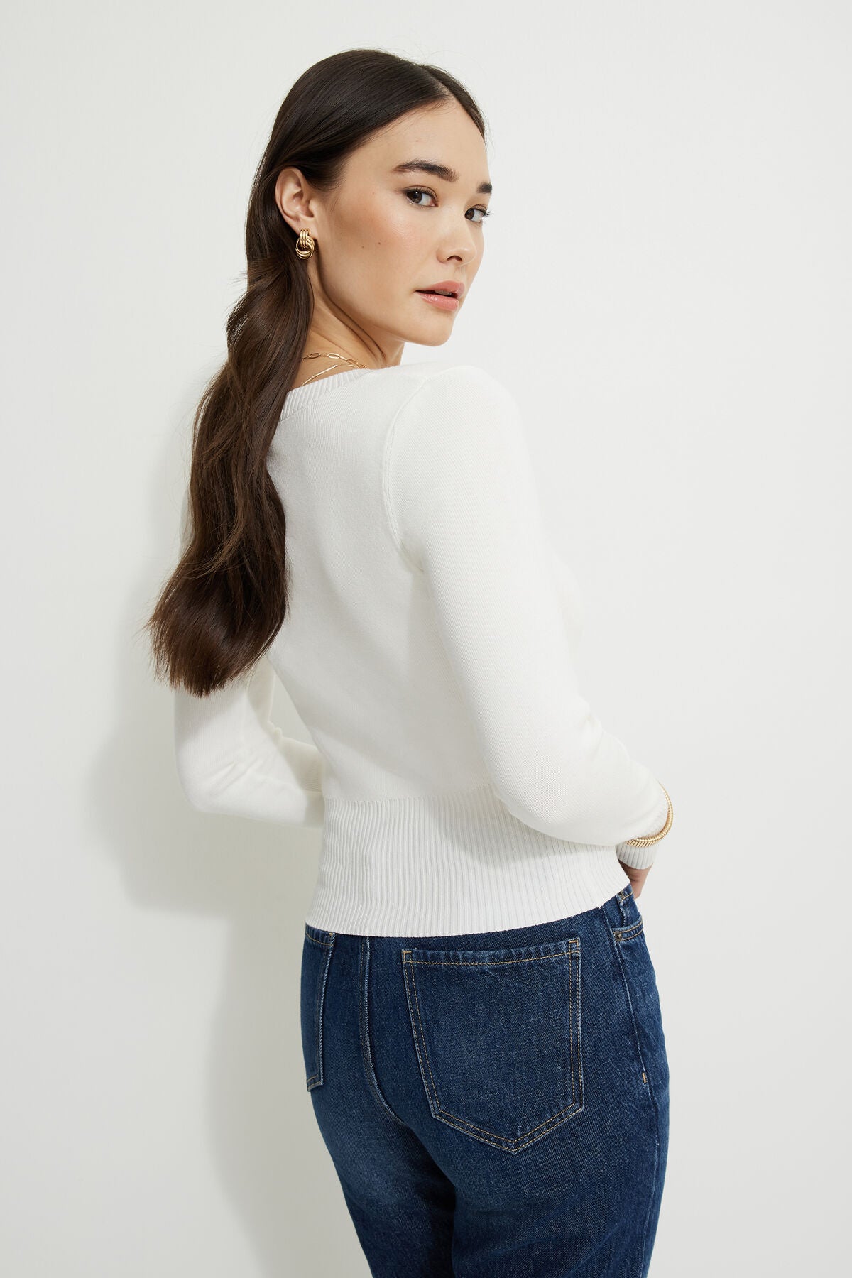 Pull côtelé à encolure dégagée Alyssa