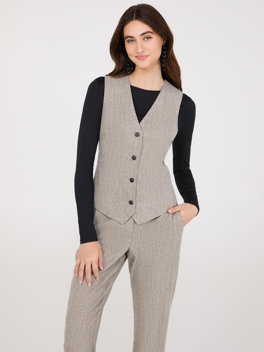 Gilet boutonné à chevrons