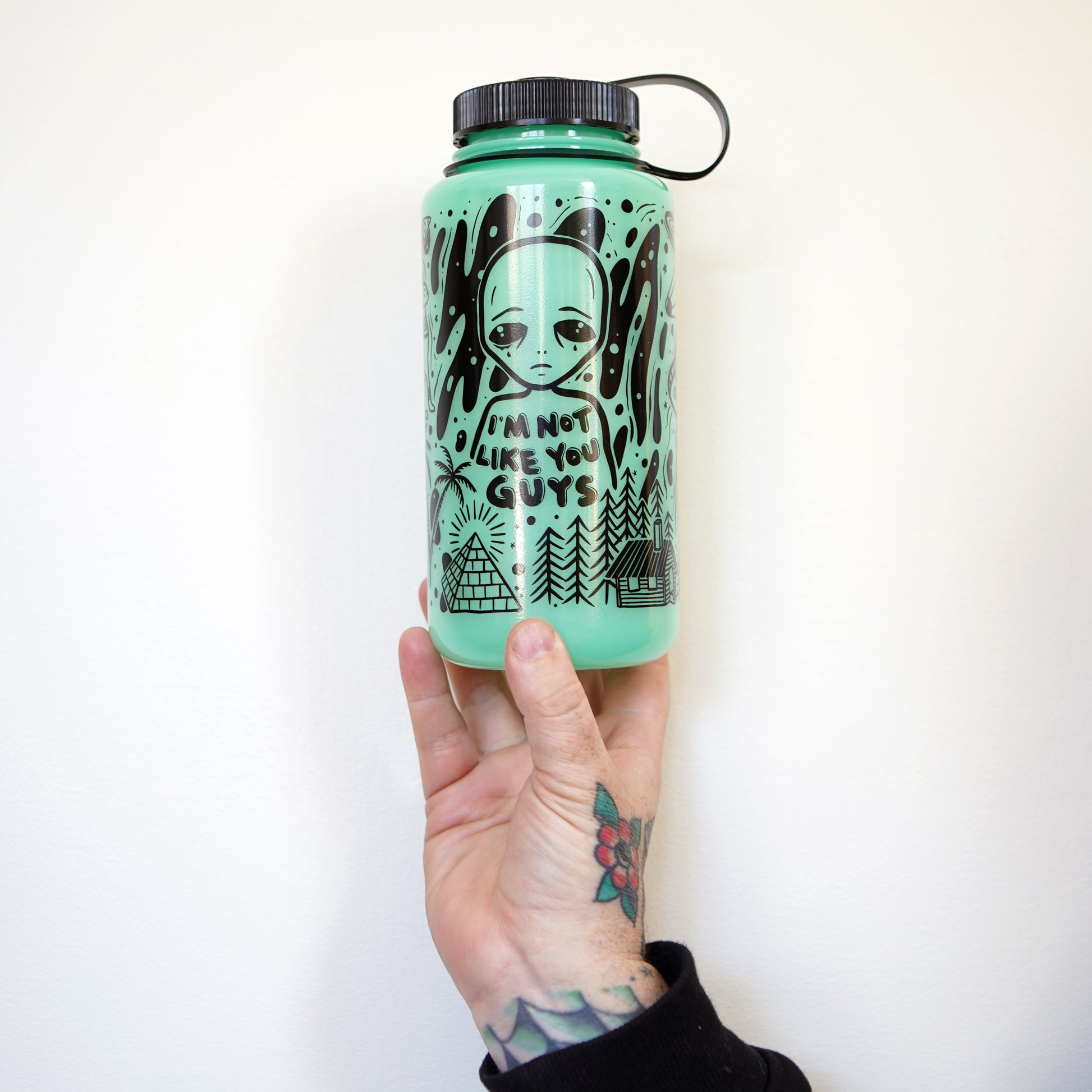 Glow in the Dark Alien 32 oz Nalgene Water Bottle