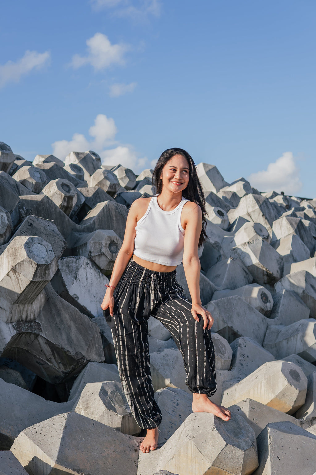 Black & White Tie Dye Bali Pants