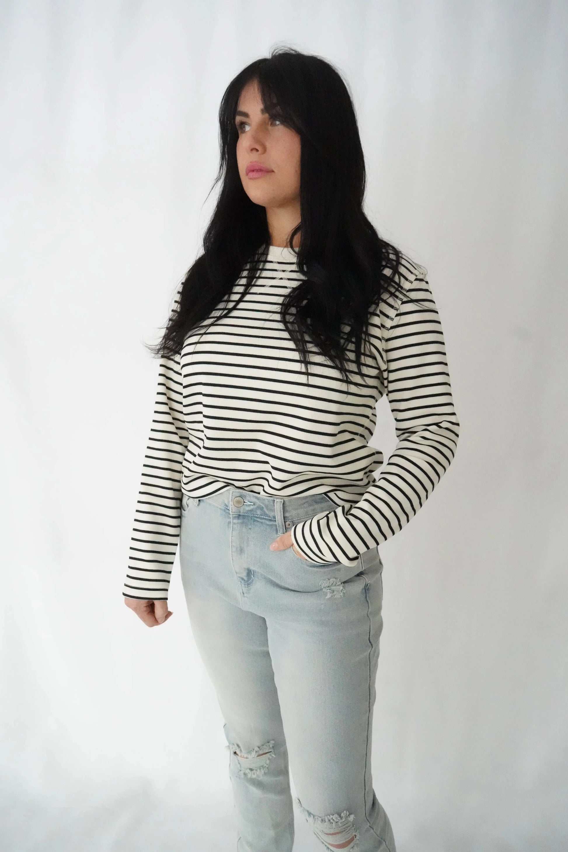 Long Sleeve Striped - White