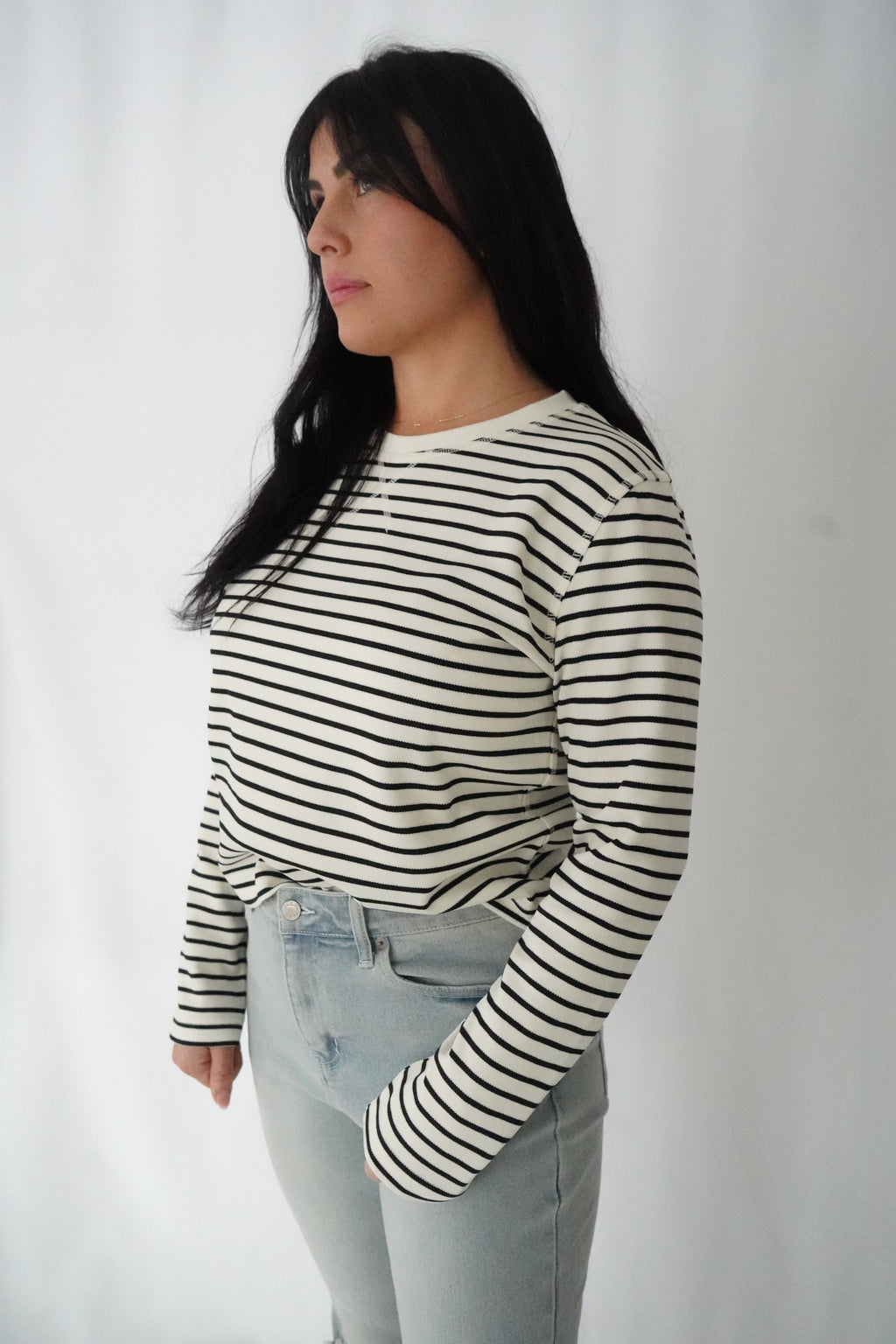 Long Sleeve Striped - White