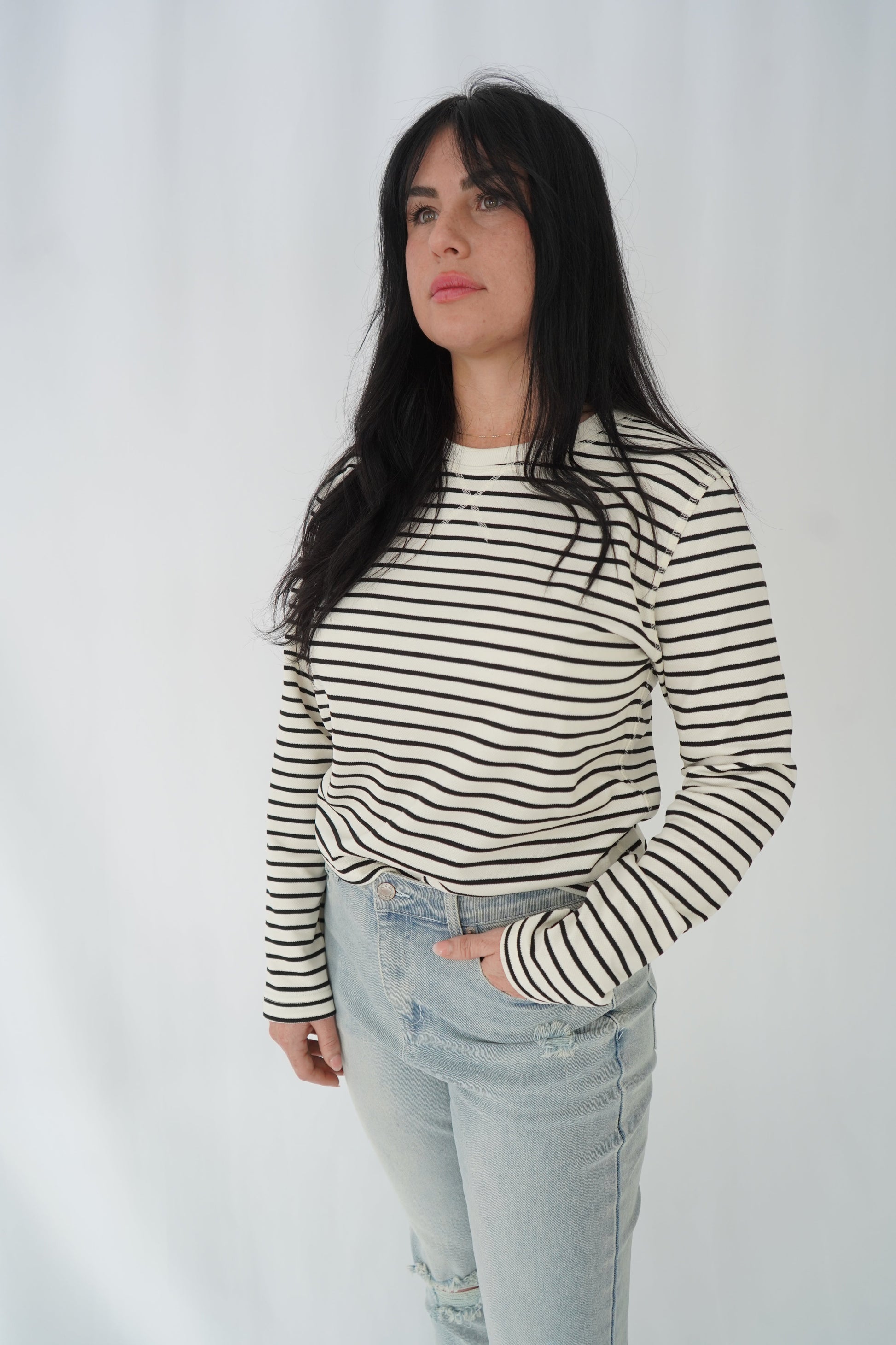 Long Sleeve Striped - White