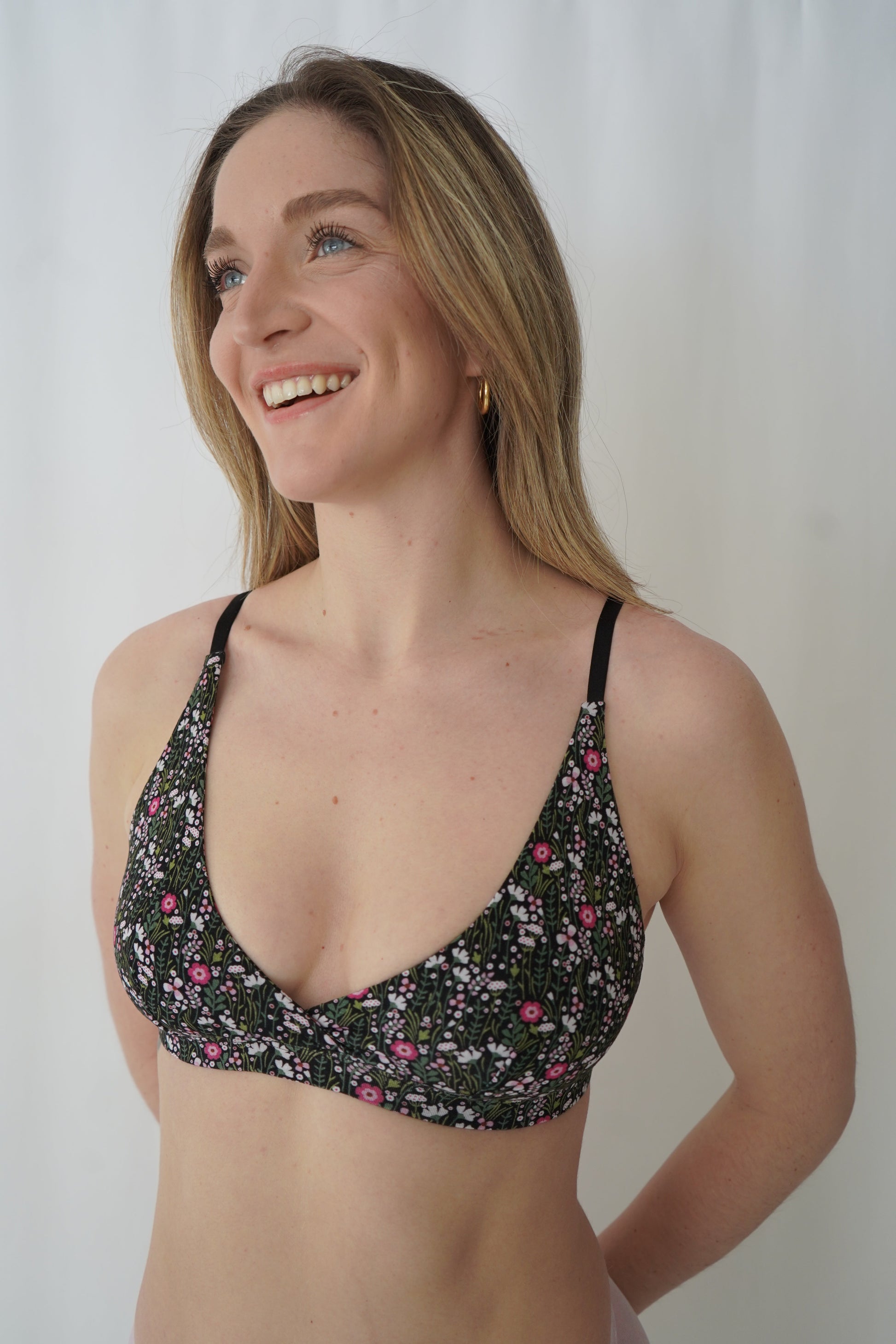 Crossed Bralette with Attachments - Floral
