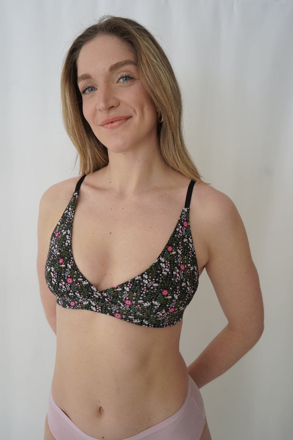 Crossed Bralette with Attachments - Floral