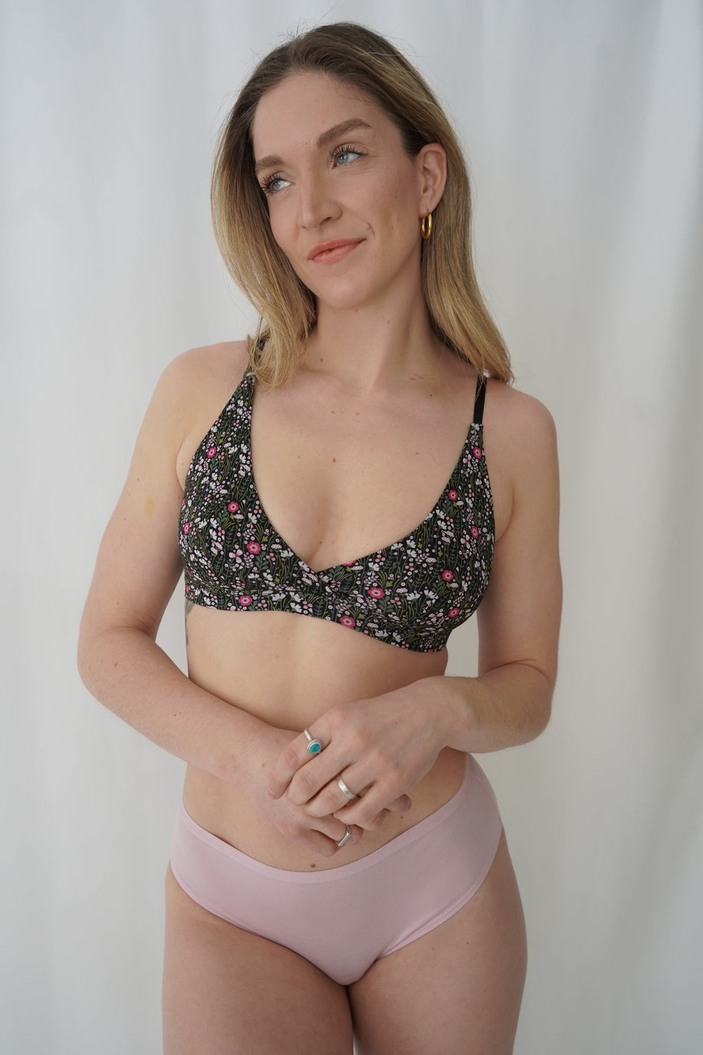 Crossed Bralette with Attachments - Floral