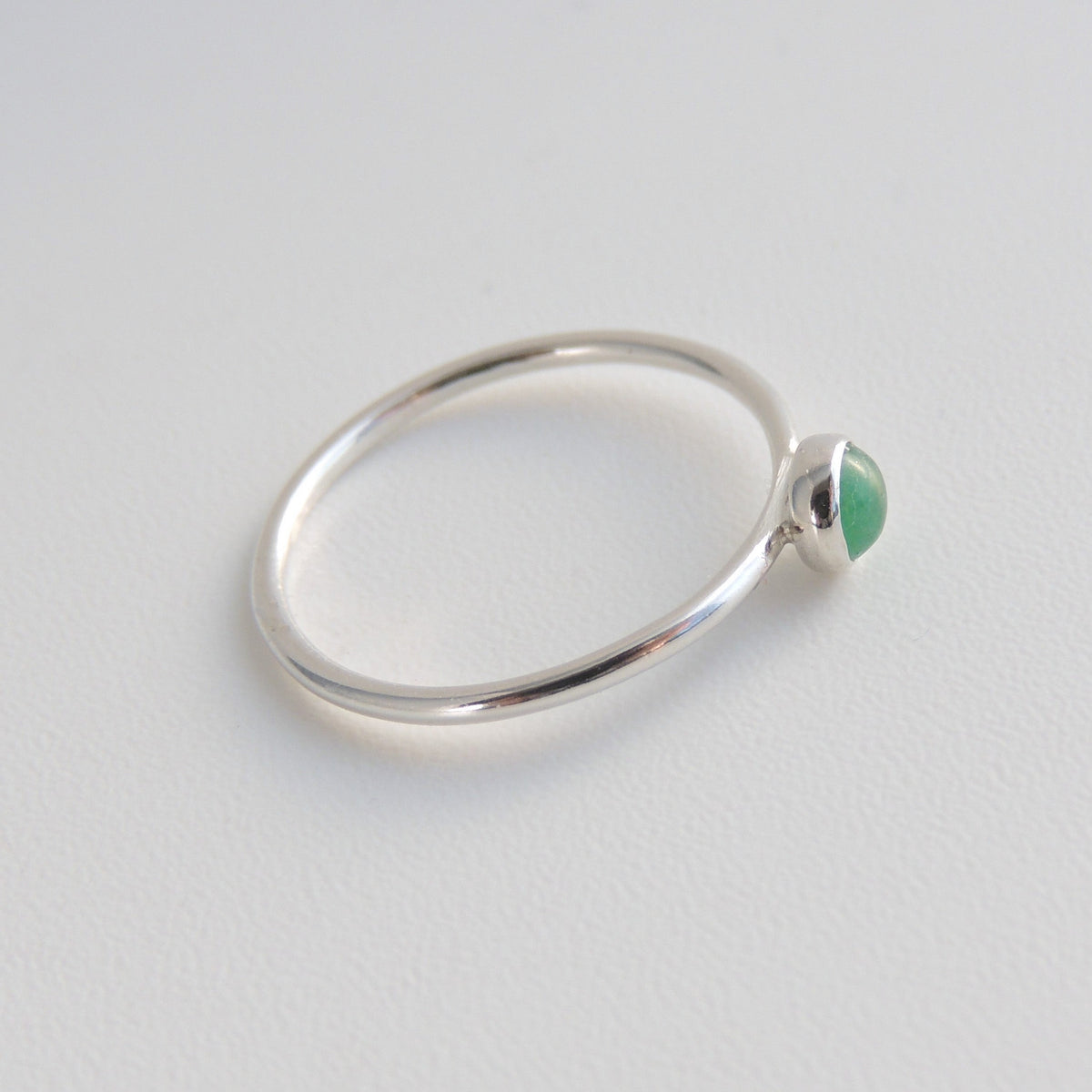 Green Aventurine Ring Sterling Silver Stacking Ring Green Stone Ring
