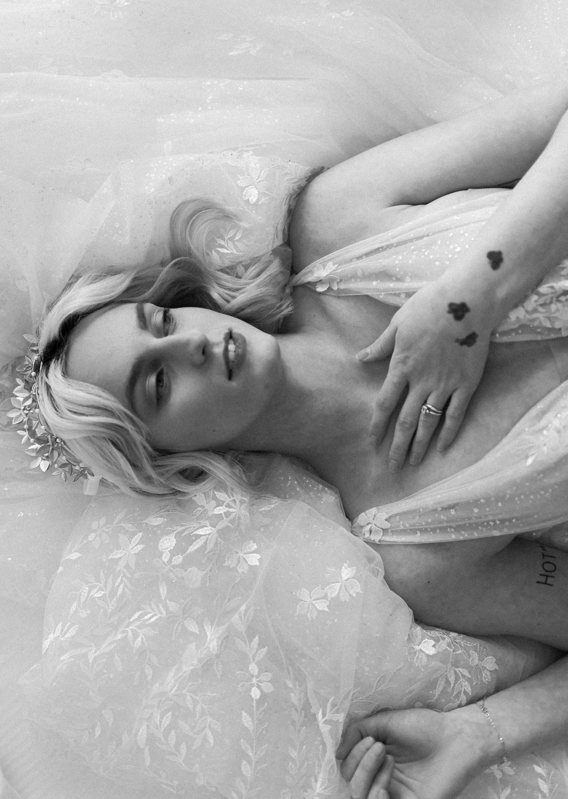 OPHELIA Golden Brass Double Headband Crown with Bows