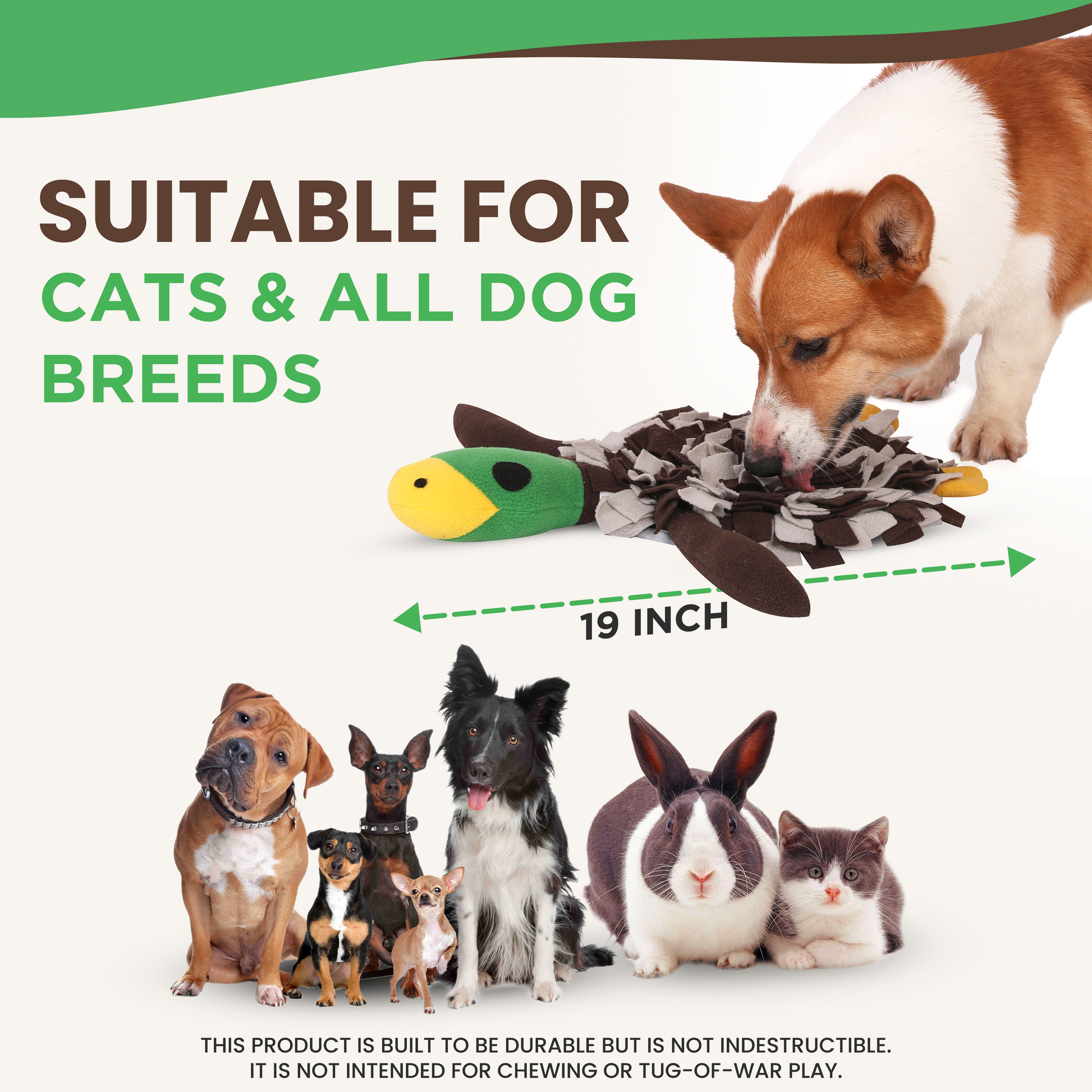 Tapis à renifler pour chiens Squeaky Duck – Jouet 2 en 1 et divertissement de recherche de nourriture