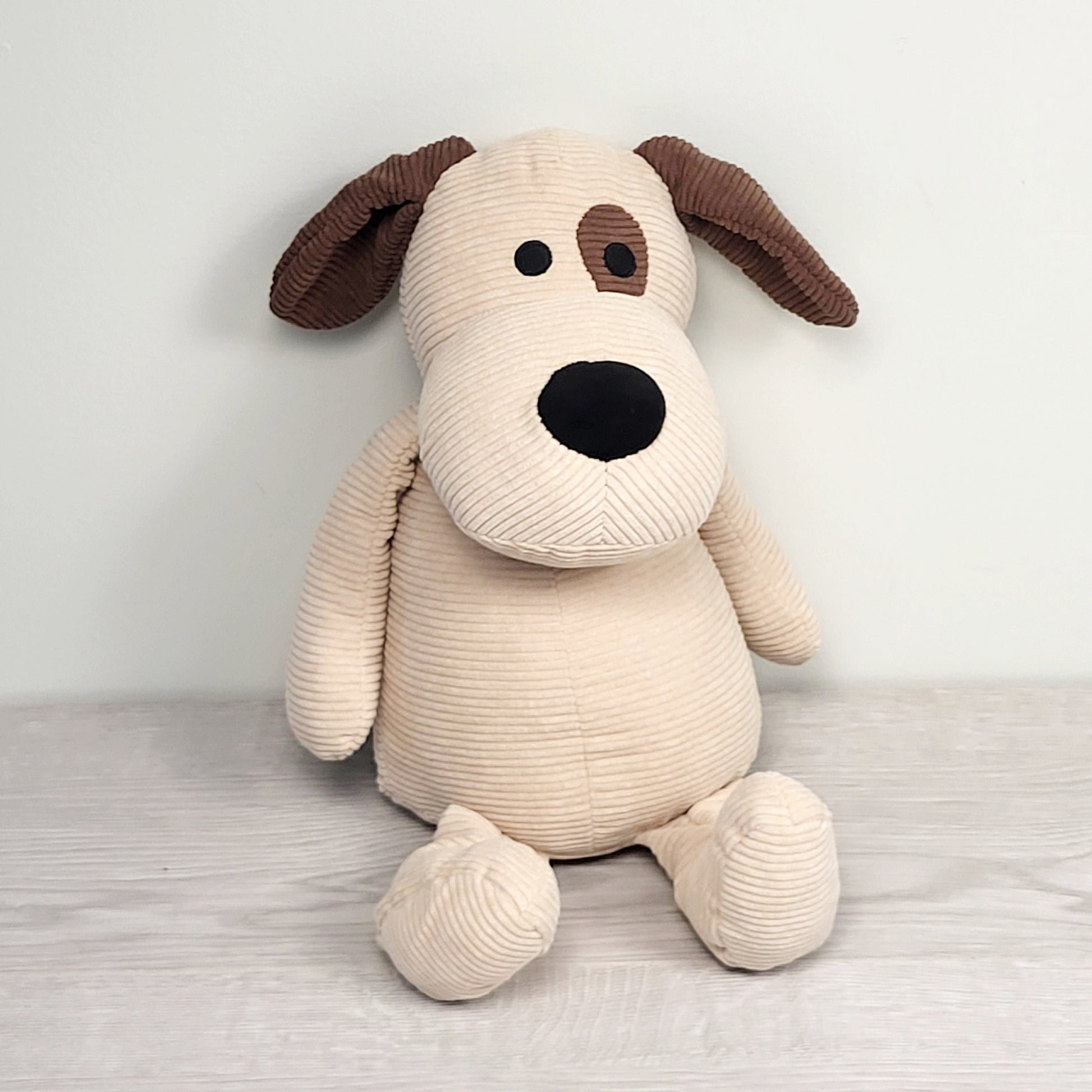 RBEN2 - Corduroy ribbed 15 inch plush dog with mircrowavable heat pouch