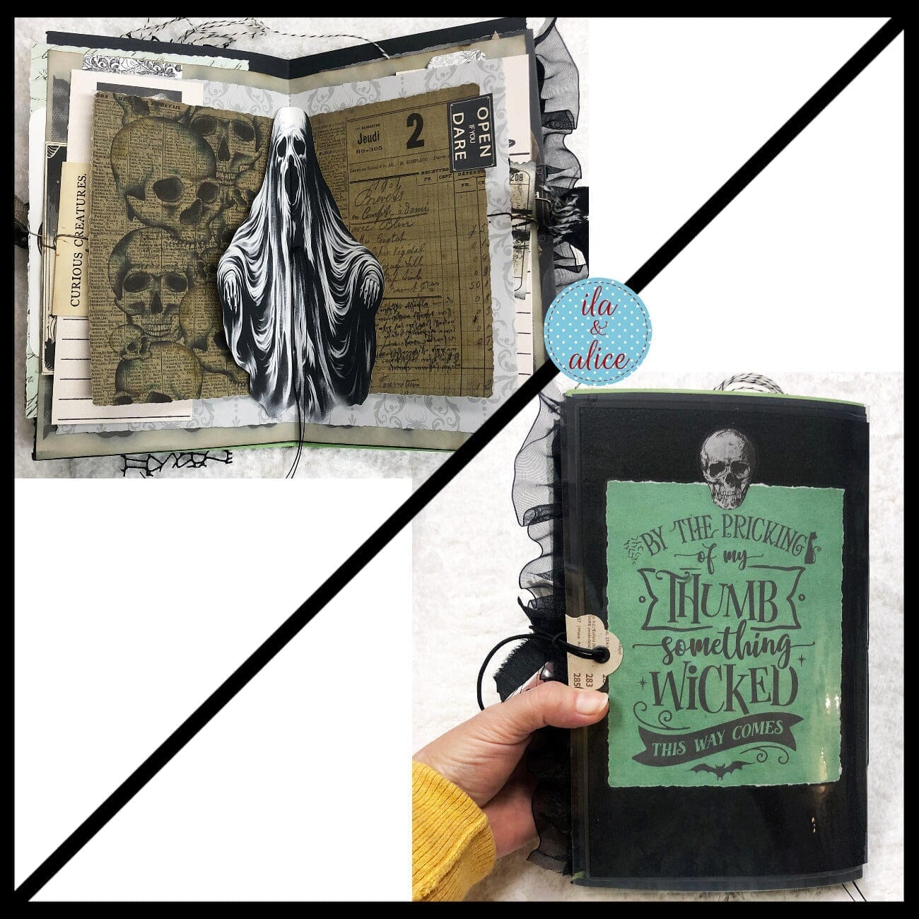 Journal d'Halloween de sorcière noire rempli d'éphémères de sorcières #4