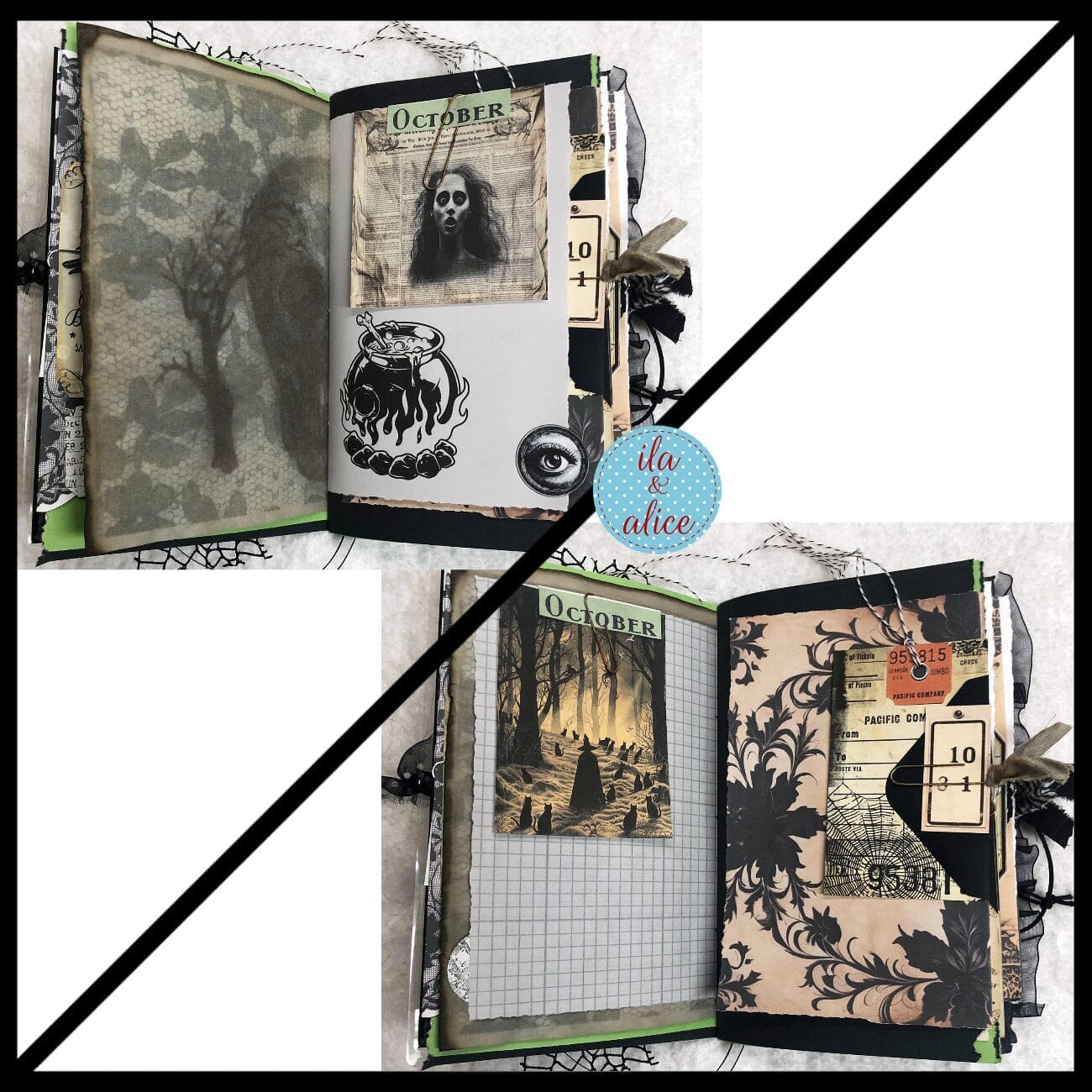 Journal d'Halloween de sorcière noire rempli d'éphémères de sorcières #4