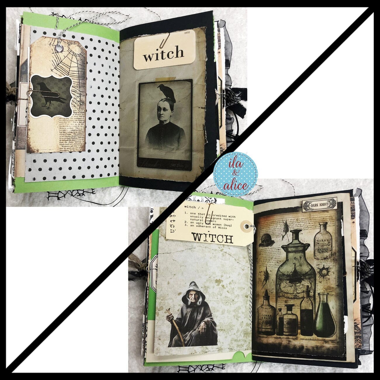 Journal d'Halloween de sorcière noire rempli d'éphémères de sorcières #2