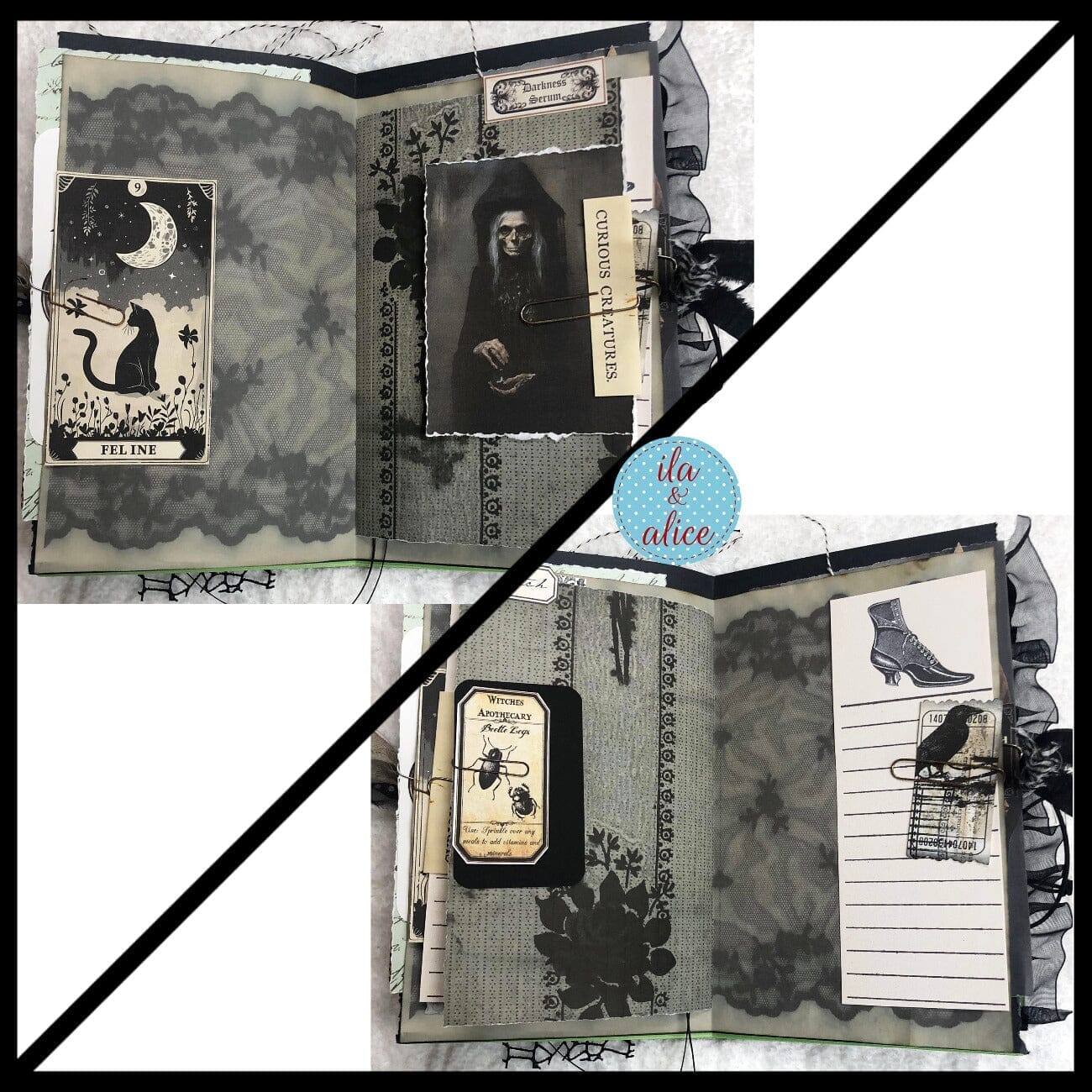 Journal d'Halloween de sorcière noire rempli d'éphémères de sorcières #2