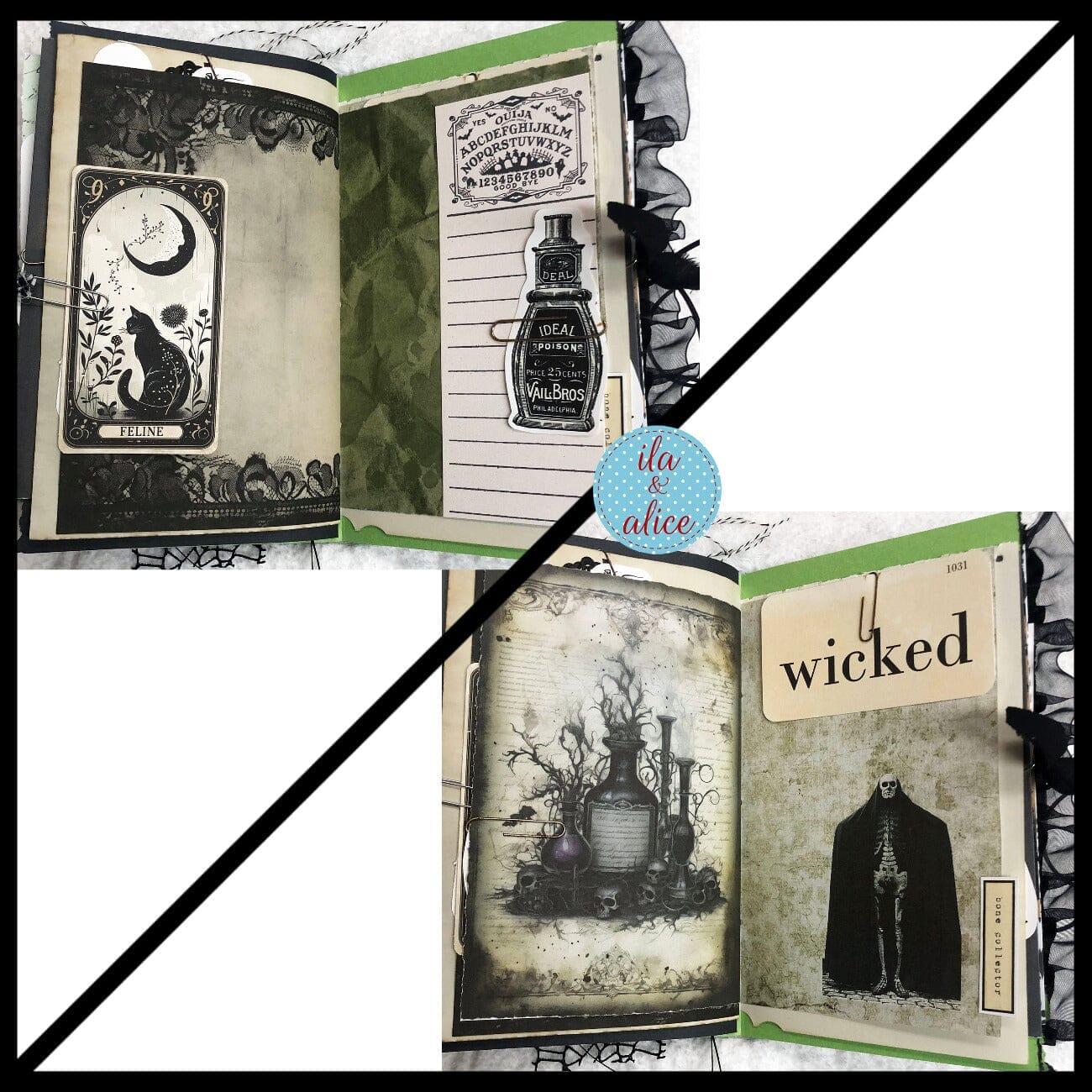 Journal d'Halloween de sorcière noire rempli d'éphémères de sorcières #4