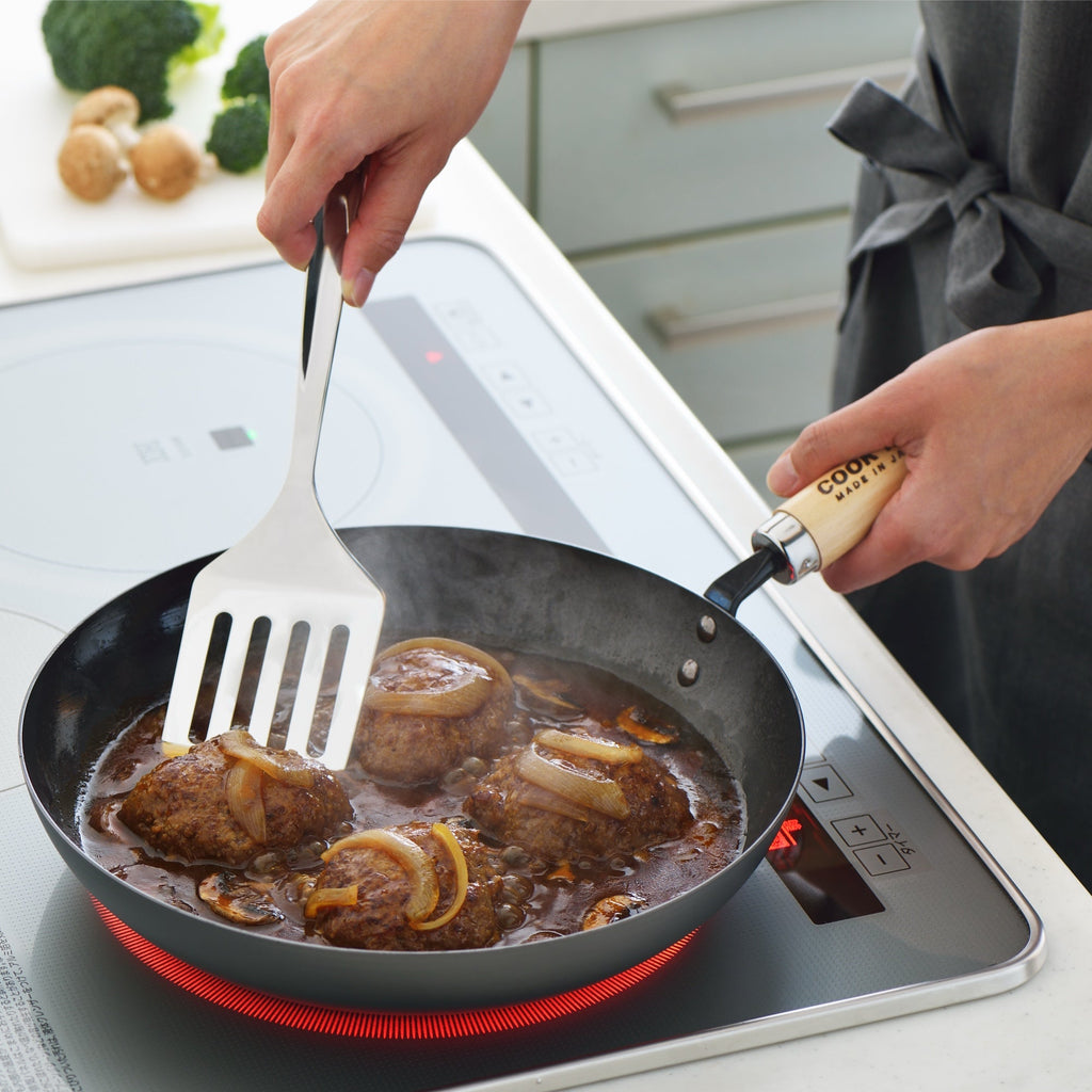 Poêle à frire profonde Yoshikawa Cook-Pal Ren 24 cm – Acier au carbone nitruré, fabriquée au Japon