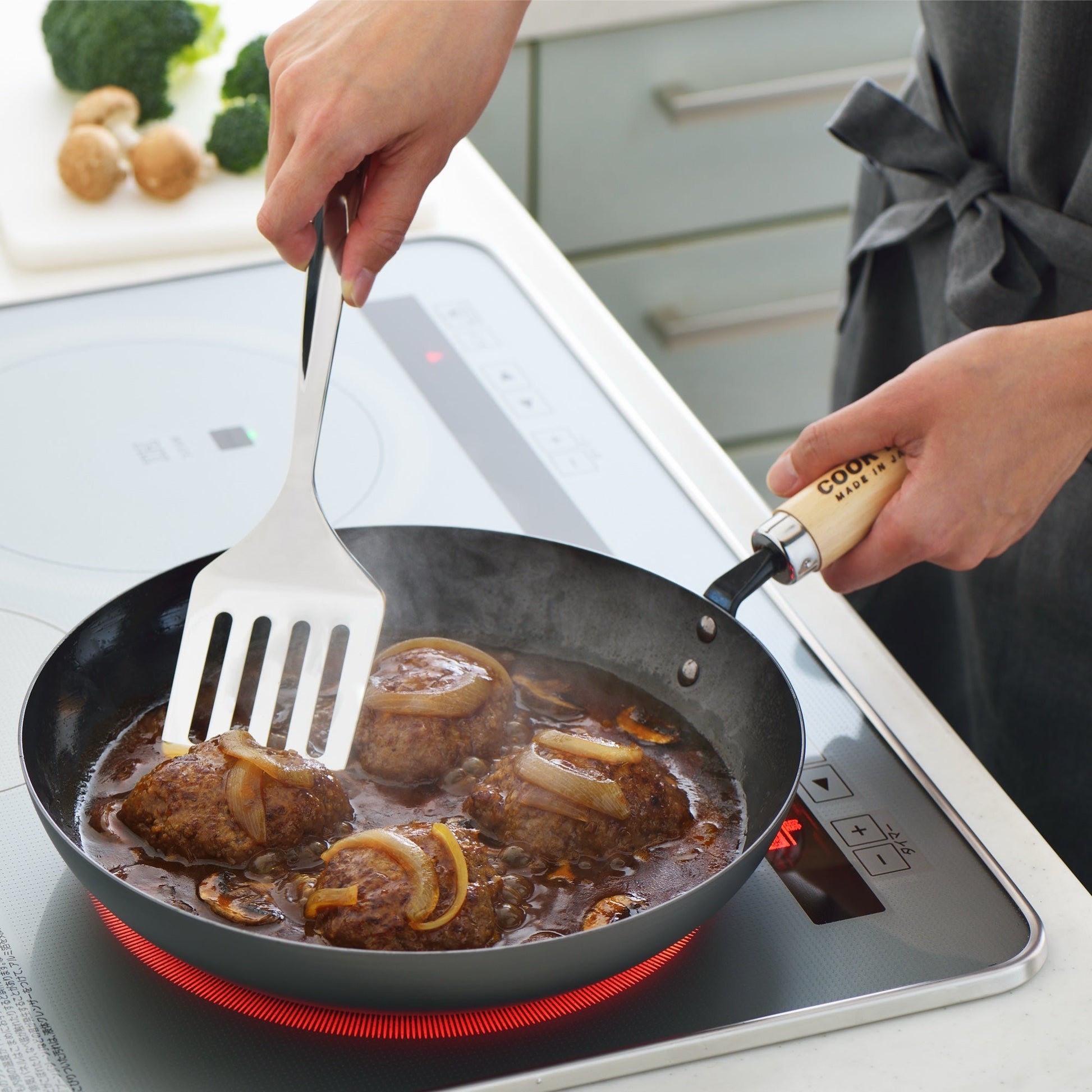 Poêle à frire profonde Yoshikawa Cook-Pal Ren 28 cm – Acier au carbone nitruré, fabriquée au Japon