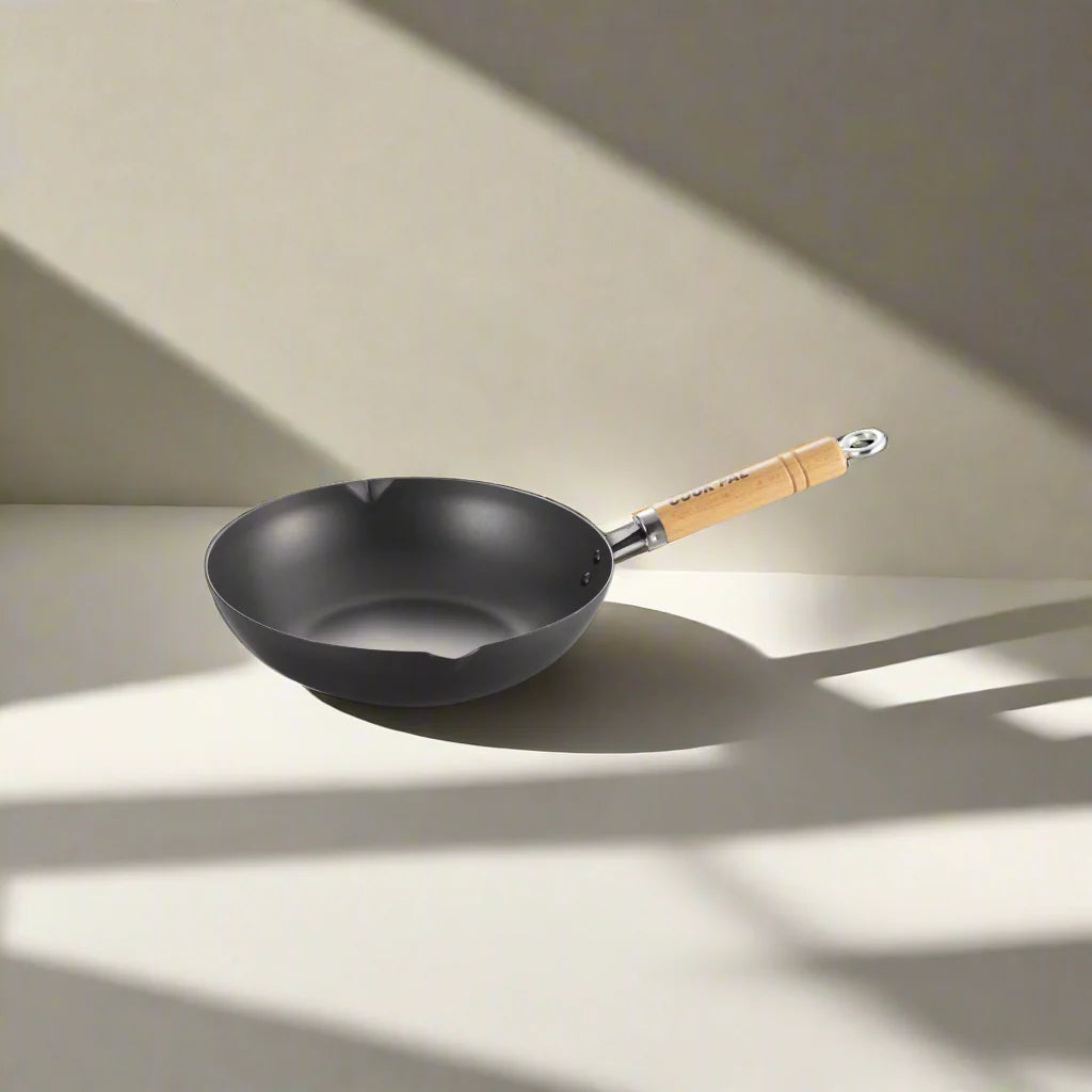 Poêle à frire profonde Yoshikawa Cook-Pal Ren 28 cm – Acier au carbone nitruré, fabriquée au Japon