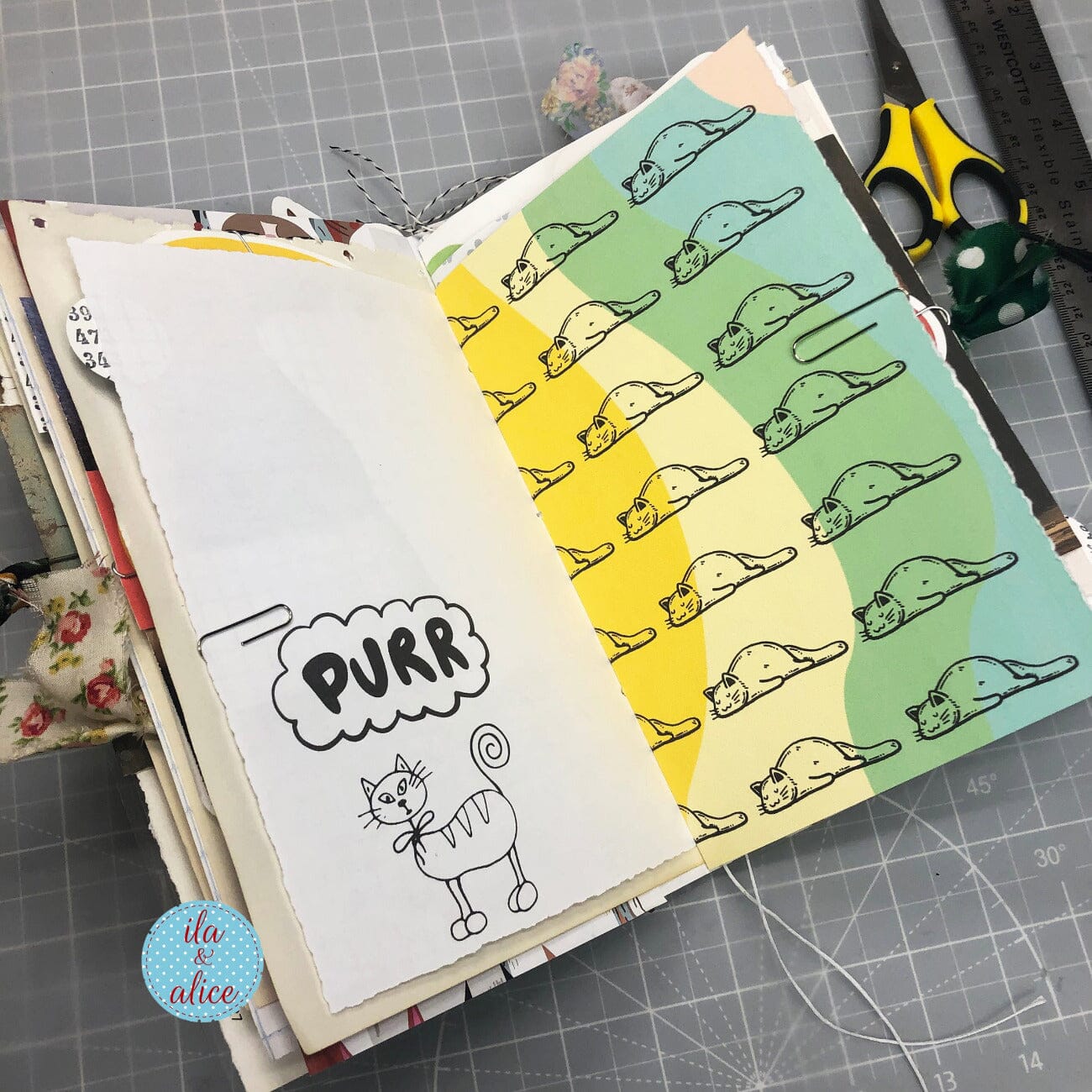 Digital Cat Junk Journal Paper-Retro Brights-5 Papers