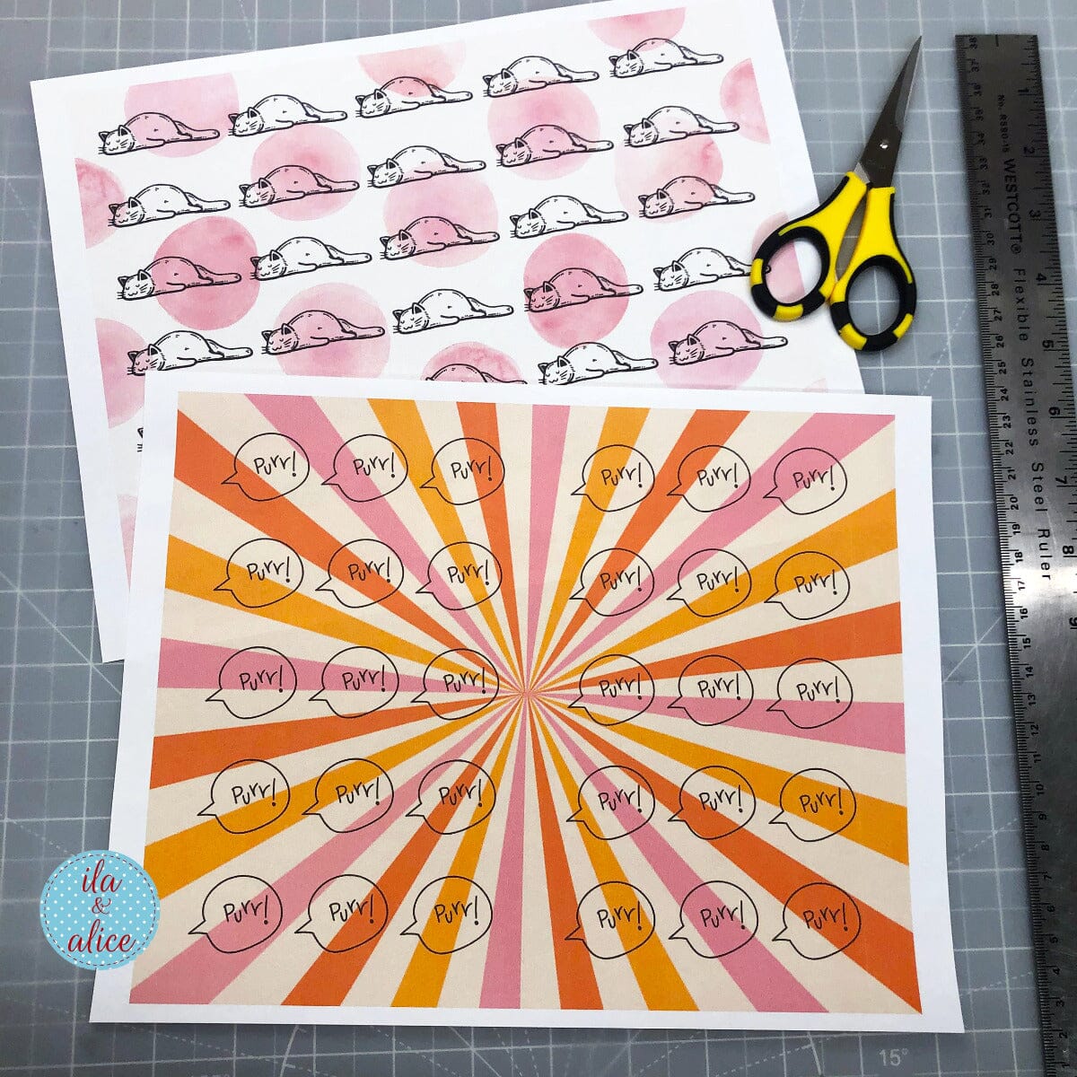 Digital Cat Junk Journal Paper-Pink-5 Papers