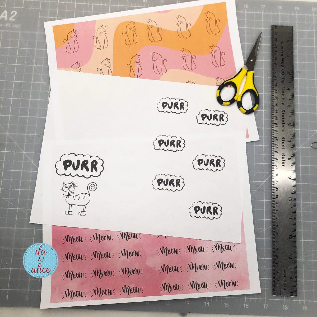 Digital Cat Junk Journal Paper-Pink-5 Papers