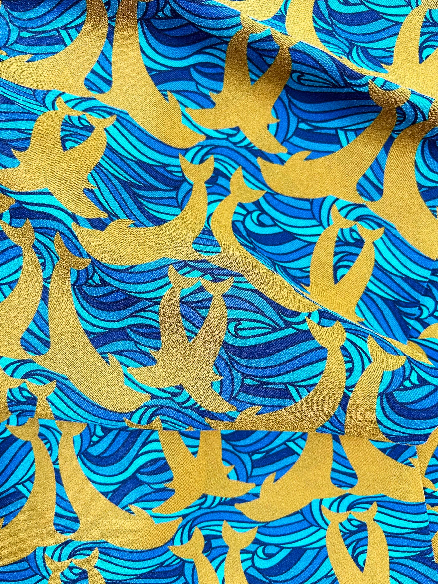 pantalon en soie dorée disco dolphin 