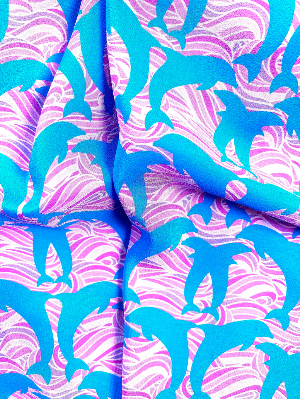 disco dolphins sapphire silk scarf