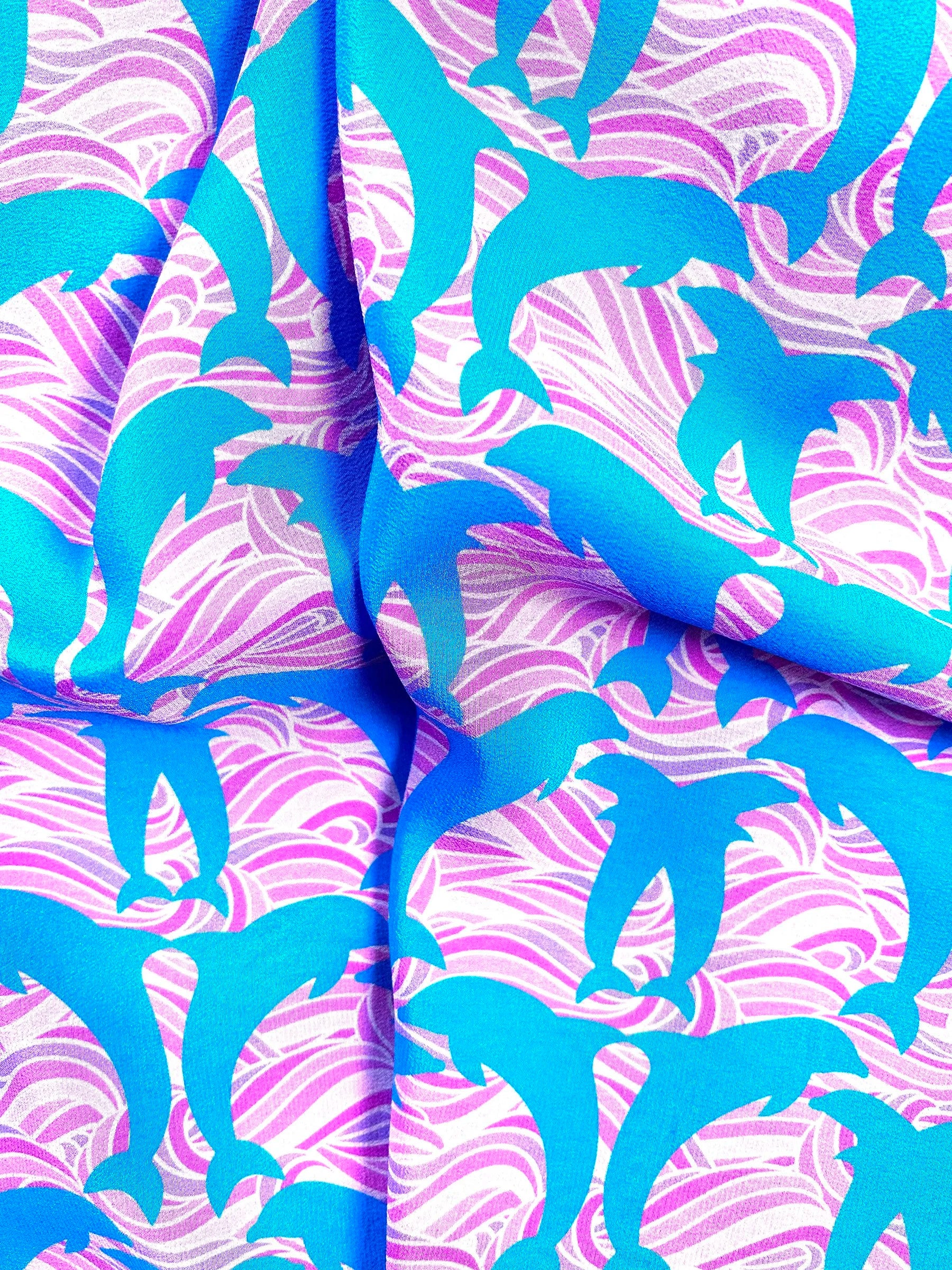 disco dolphins sapphire silk scarf