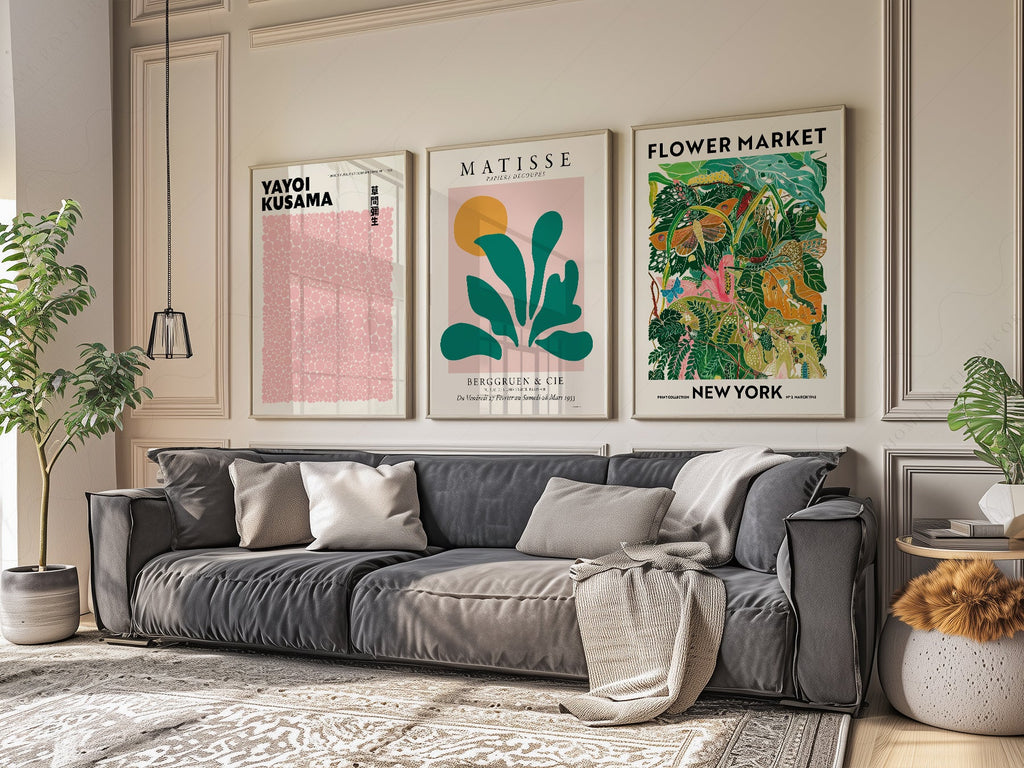 Matisse Kusama Flower Market Set of 3 Prints – Modern Gallery Wall Art