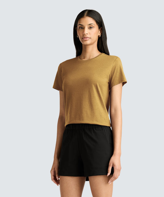 T-shirt ras du cou en laine mérinos pour femme