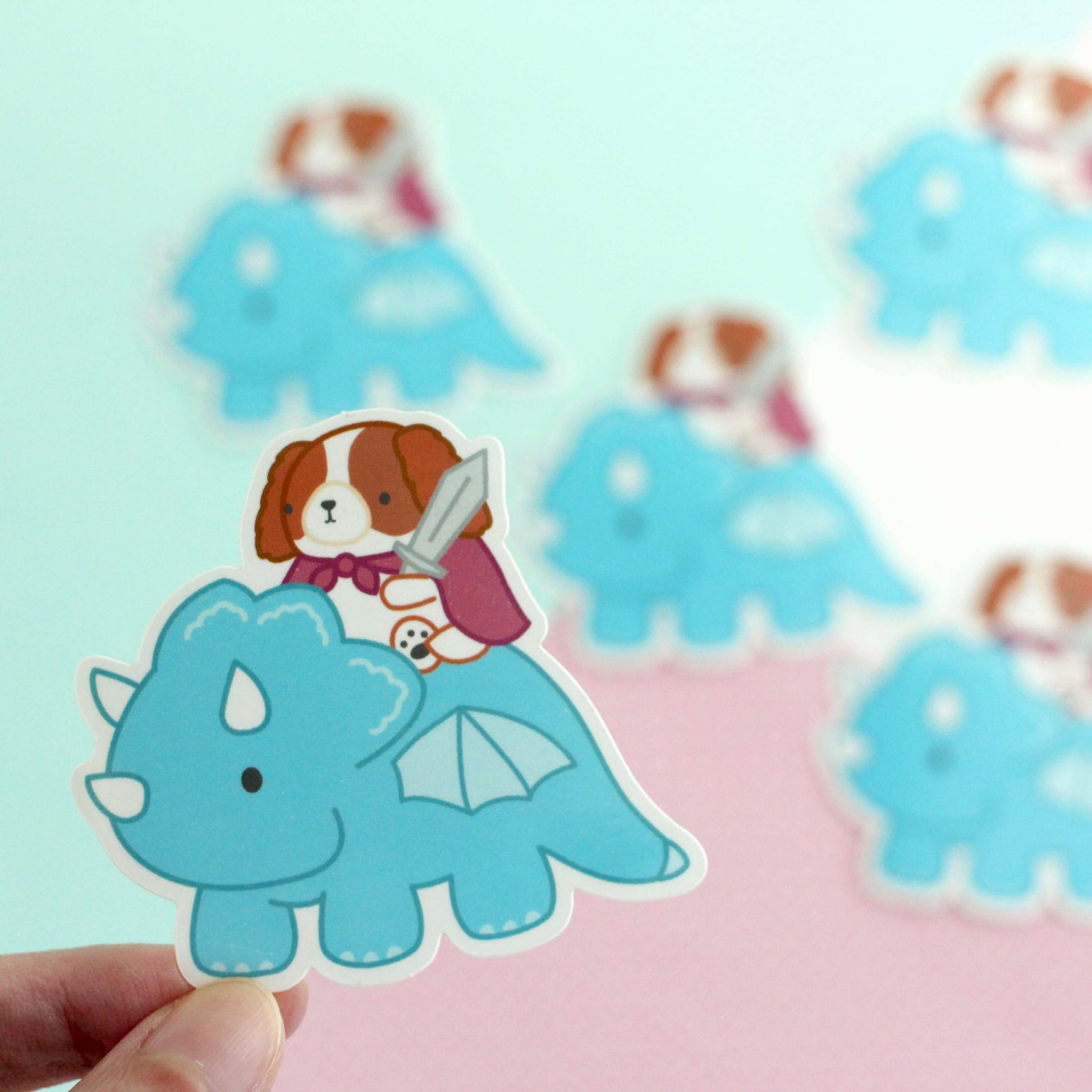 Cavalier King Charles Spaniel Dog Riding Dragon Sticker