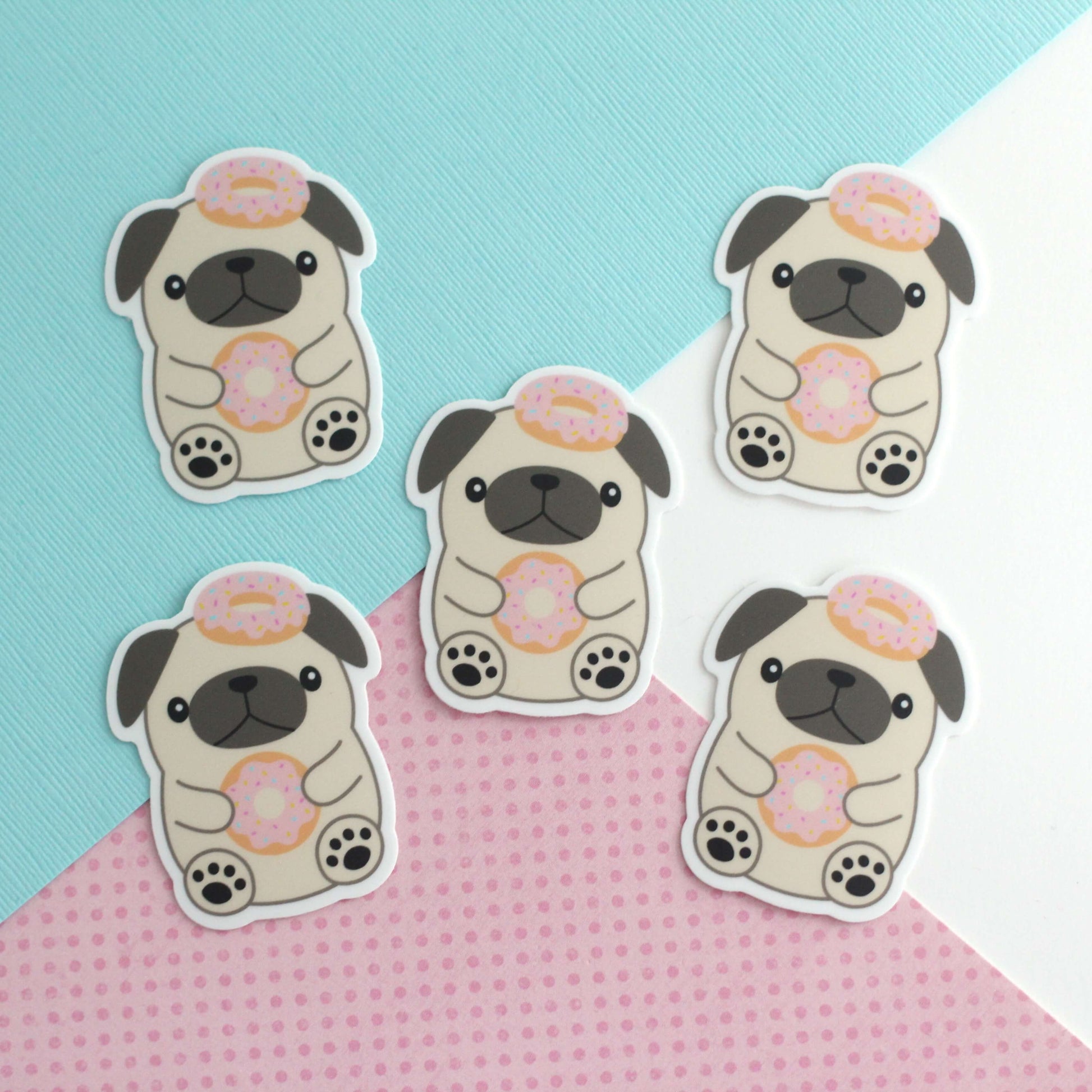 Donut Loving Pug Vinyl Sticker