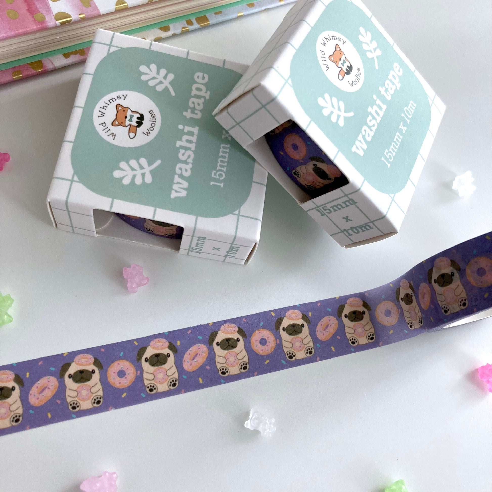Ruban Washi Donut Pug - Cadeau pour les amoureux des chiens